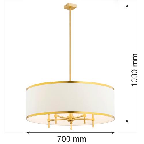 Abano Drum Chandelier, Cream & Gold Round Shade, Brushed Brass, 60cm Width — view 4
