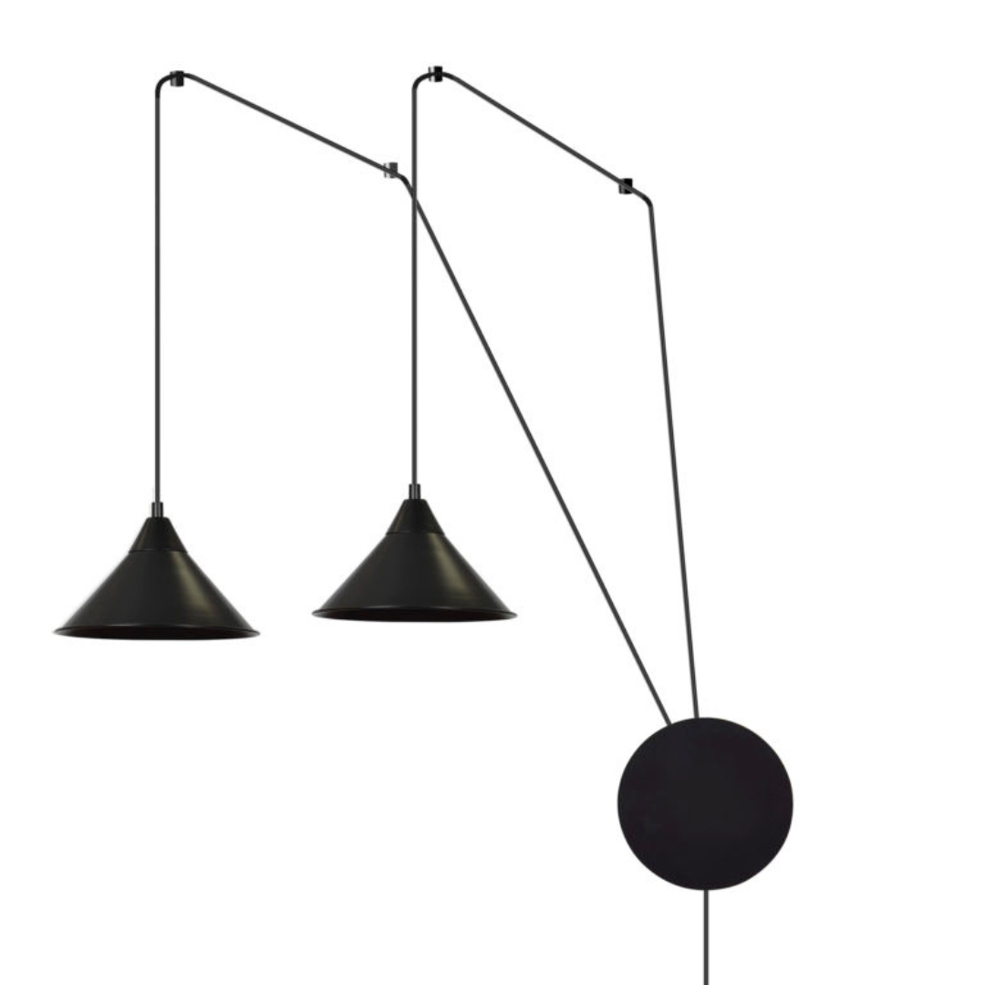 Abrim 2 Lamp Black Pendant/Wall Light, Optional Plug-In