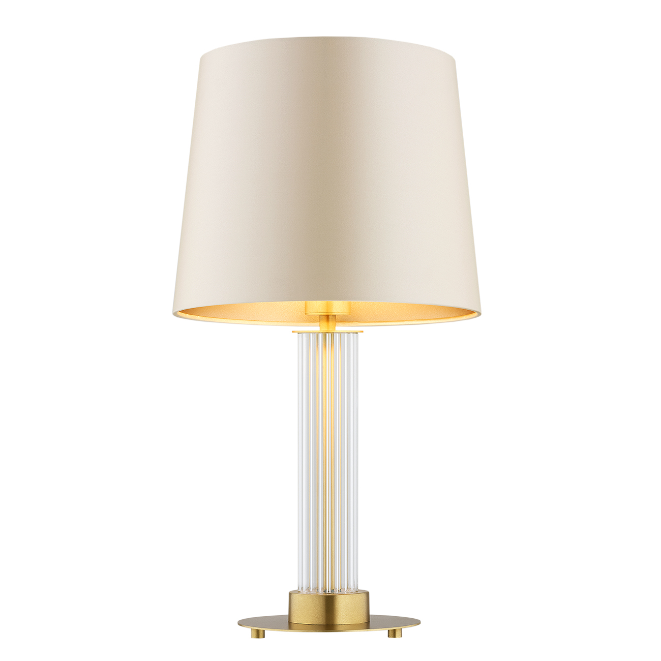 Ampton Table Lamp, Beige Shade, Brass, Glass, 30cm