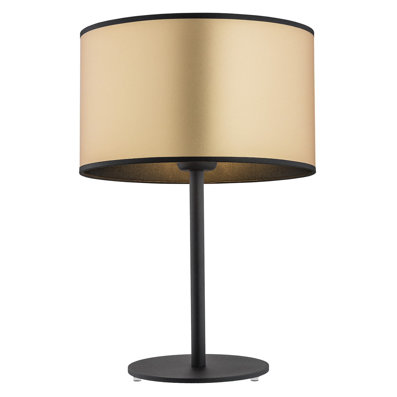 Arin Table Lamp, Black Base, Gold Fabric Shade