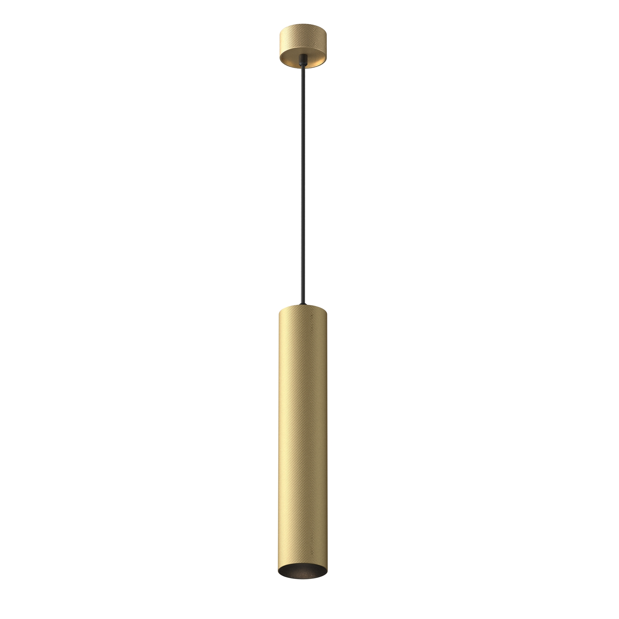 Artisan Matt Gold Tube Pendant Lamp, Metal, GU10, 5.4cm Diameter — view 4