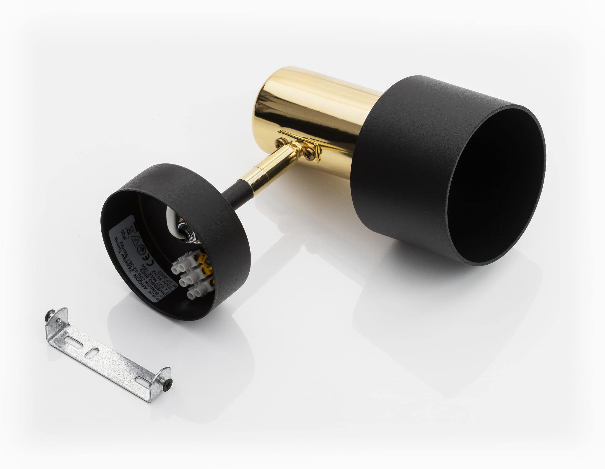 Oria Black Wall Spotlight, 1 Lamp, Brass Detail, Adjustable, Ceiling Mountable — view 3