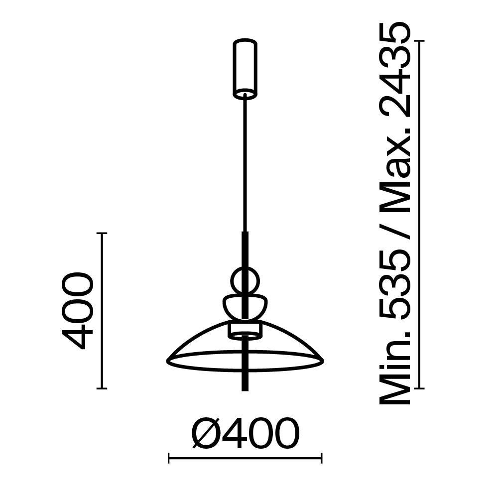 Bangkok Large Grey Glass, LED Pendant Light, 3000k, 12w, 40cm — view 4