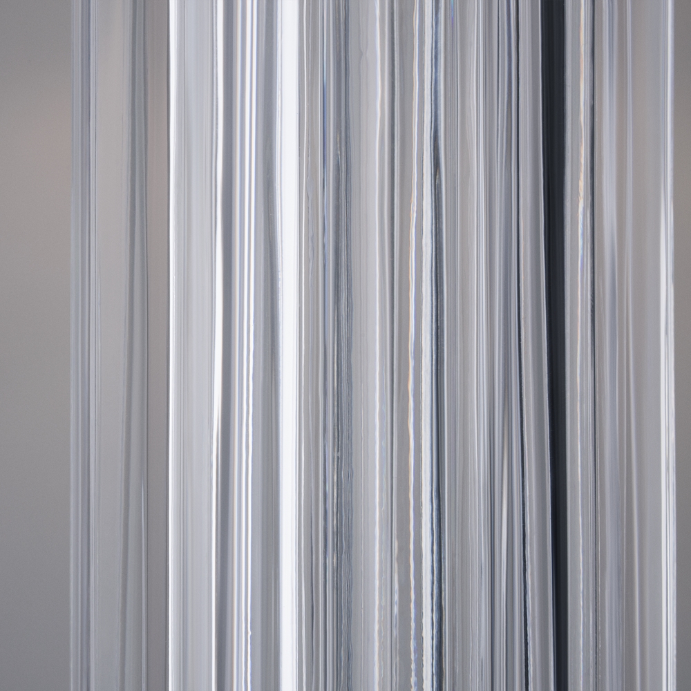 Muse Table lamp, Chrome Metal, Clear Clear, White Fabric Shade, 32cm Wide — view 3