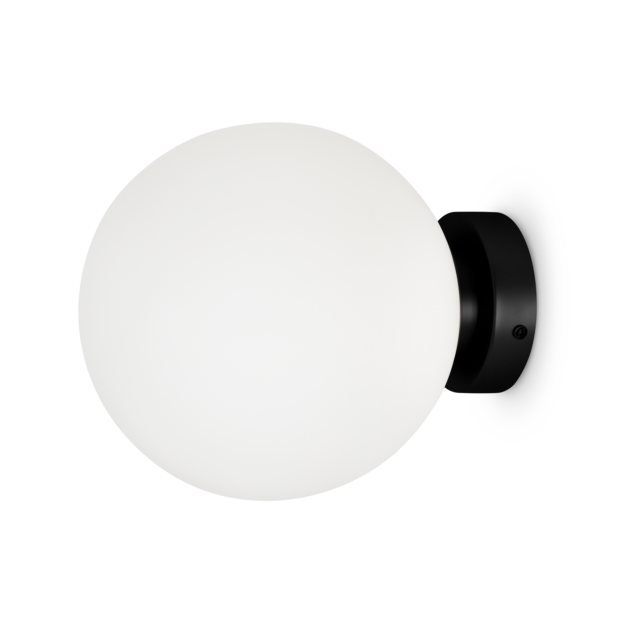 Basic Form Large Globe Wall Lamp, Black, White Glass, 20cm Diameter