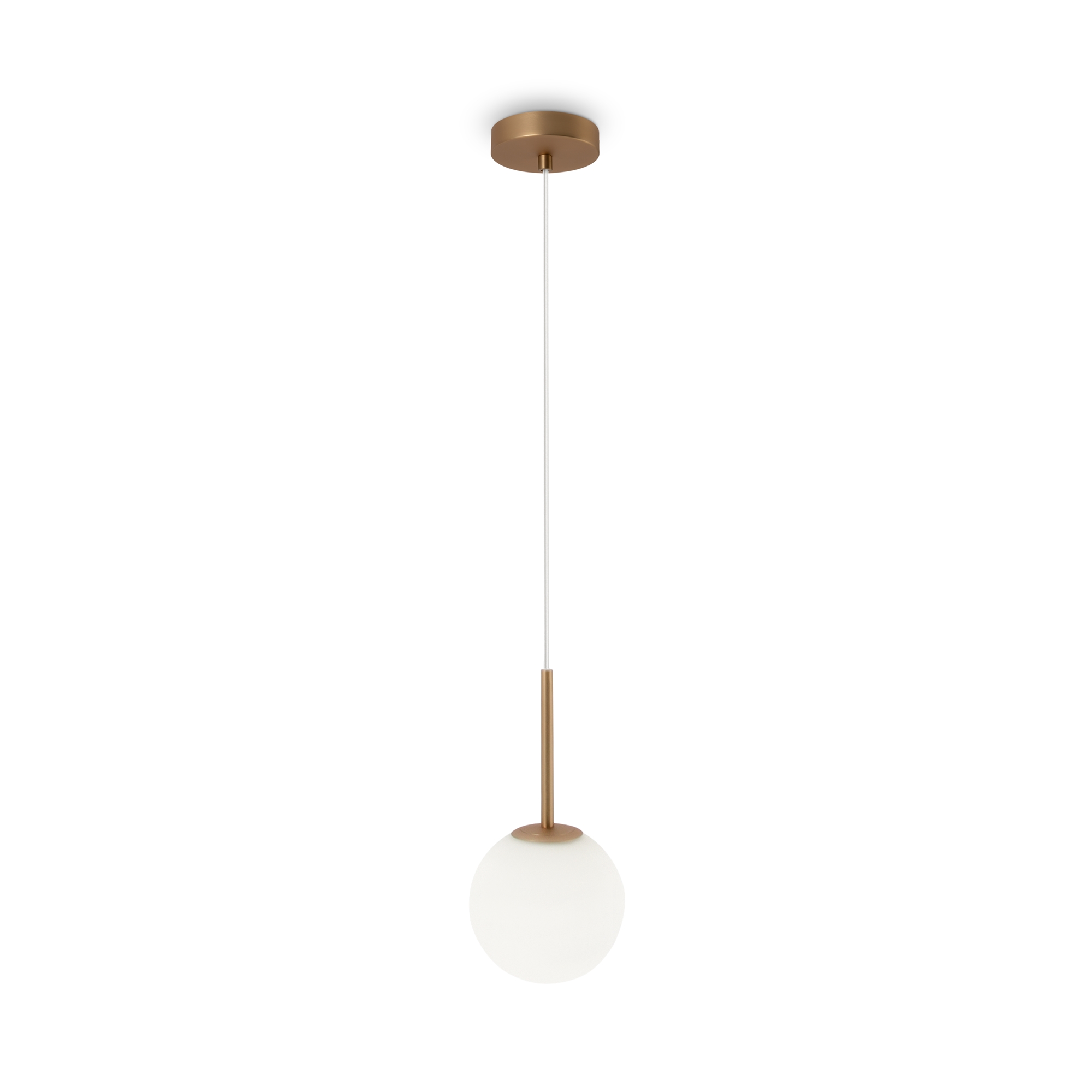 Basic Form Mini Globe Pendant Lamp, Gold, Opal Glass, 1 Light, 15cm Wide
