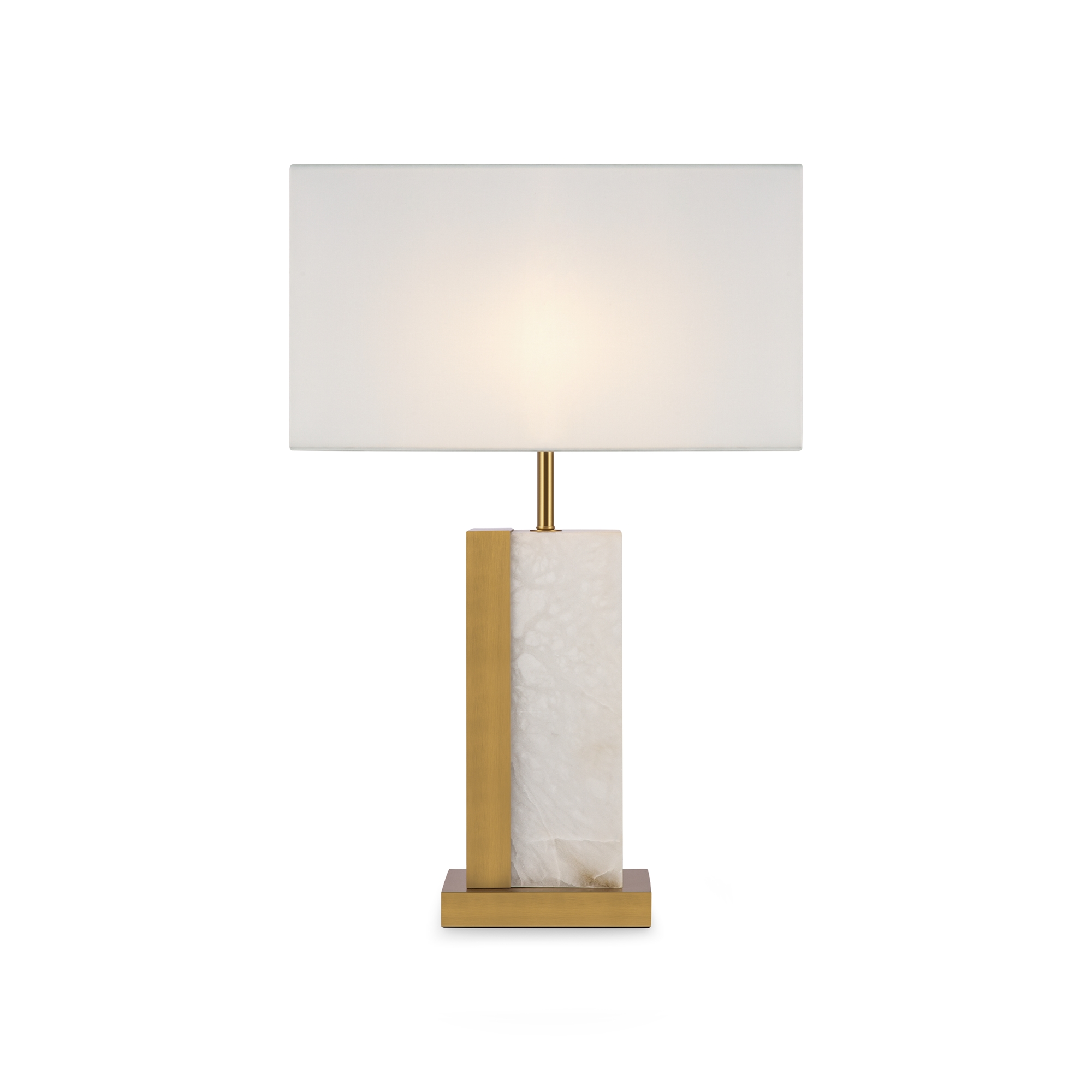 Bianco Brass Table lamp, Metal & Alabaster, White Fabric Shade, 67.50 Height