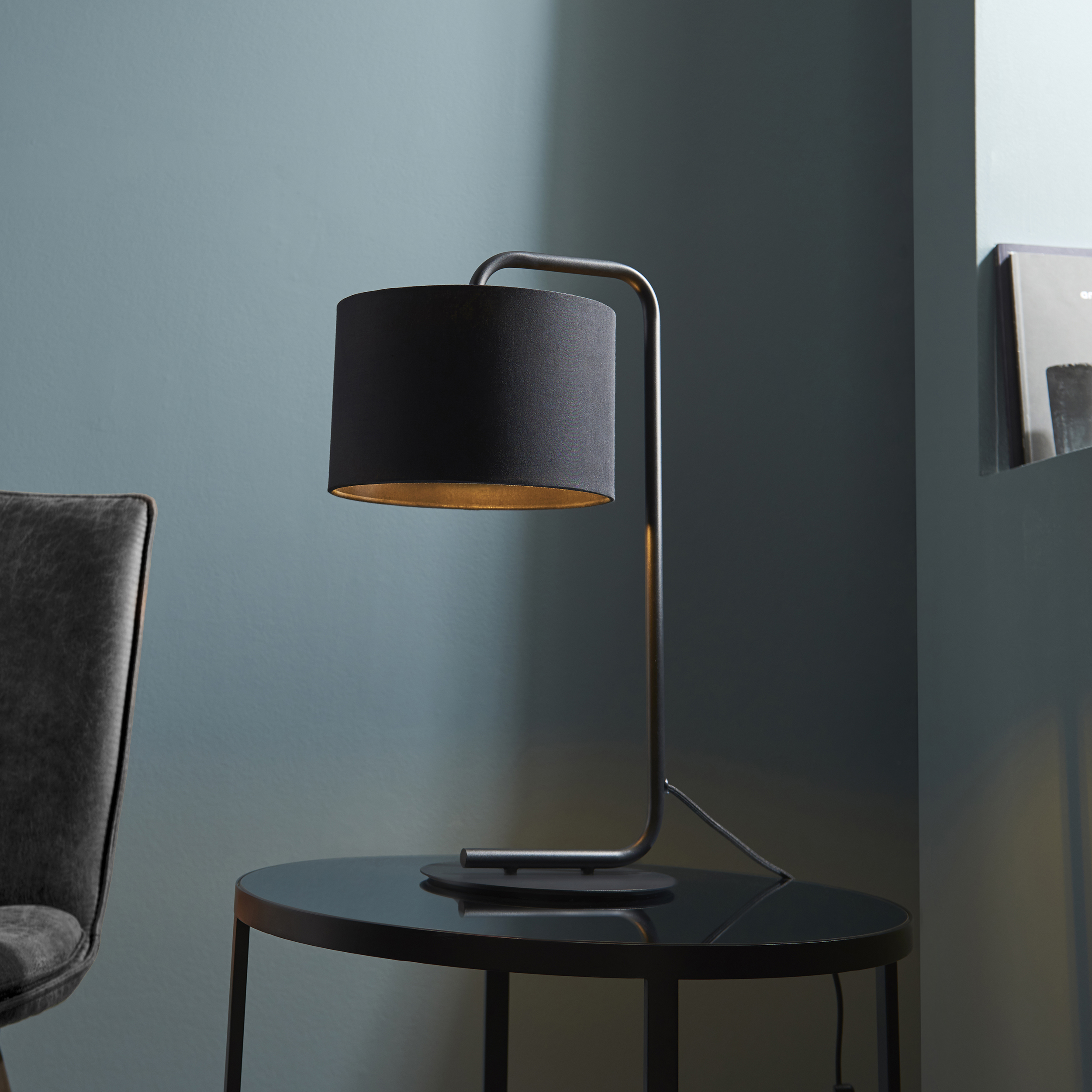 Muno Table Lamp, Black Base, Black Shade