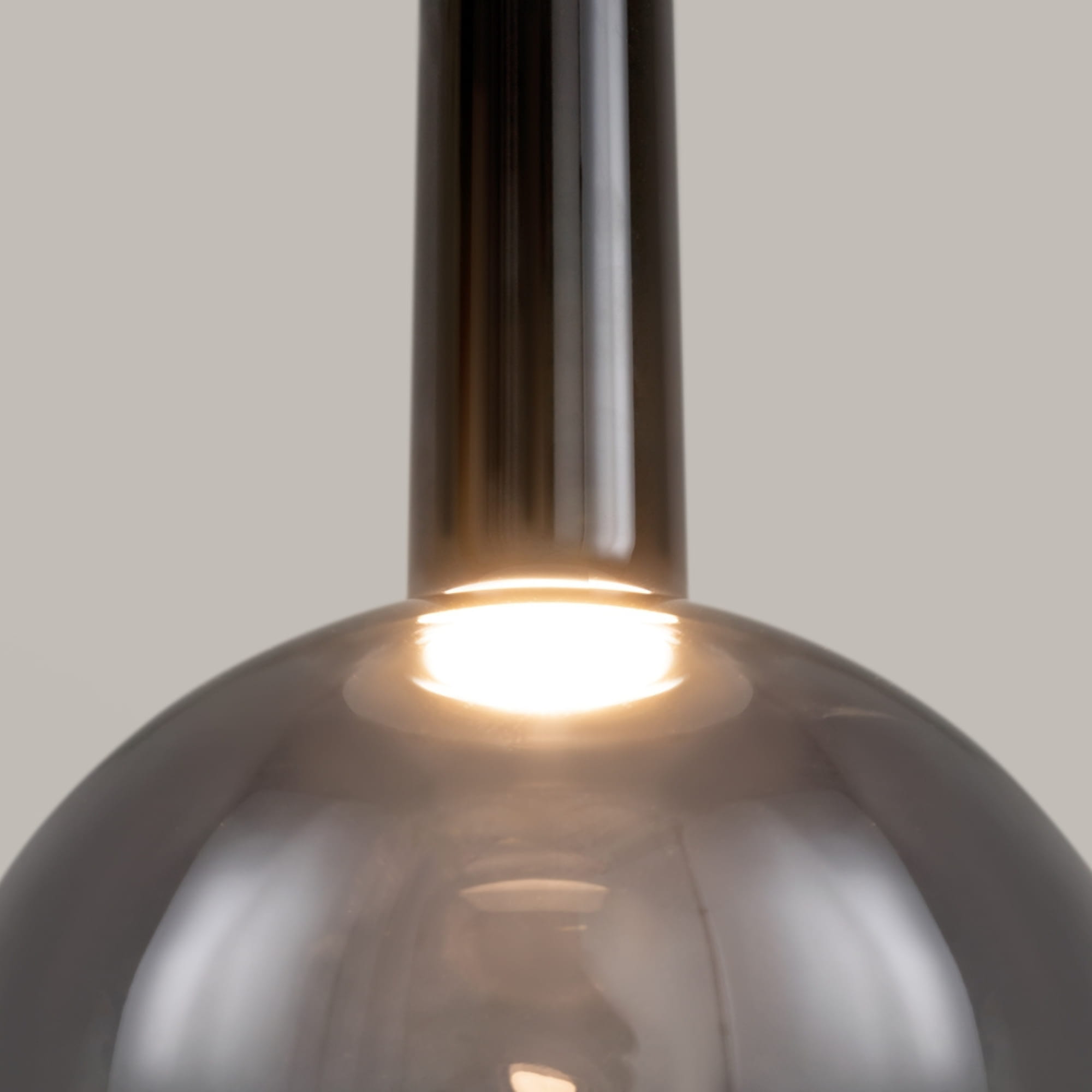 Nebula Medium Smoked Blown Glass Pendant Light, Black Metal, 3000K LED, 25CM Diameter — view 2