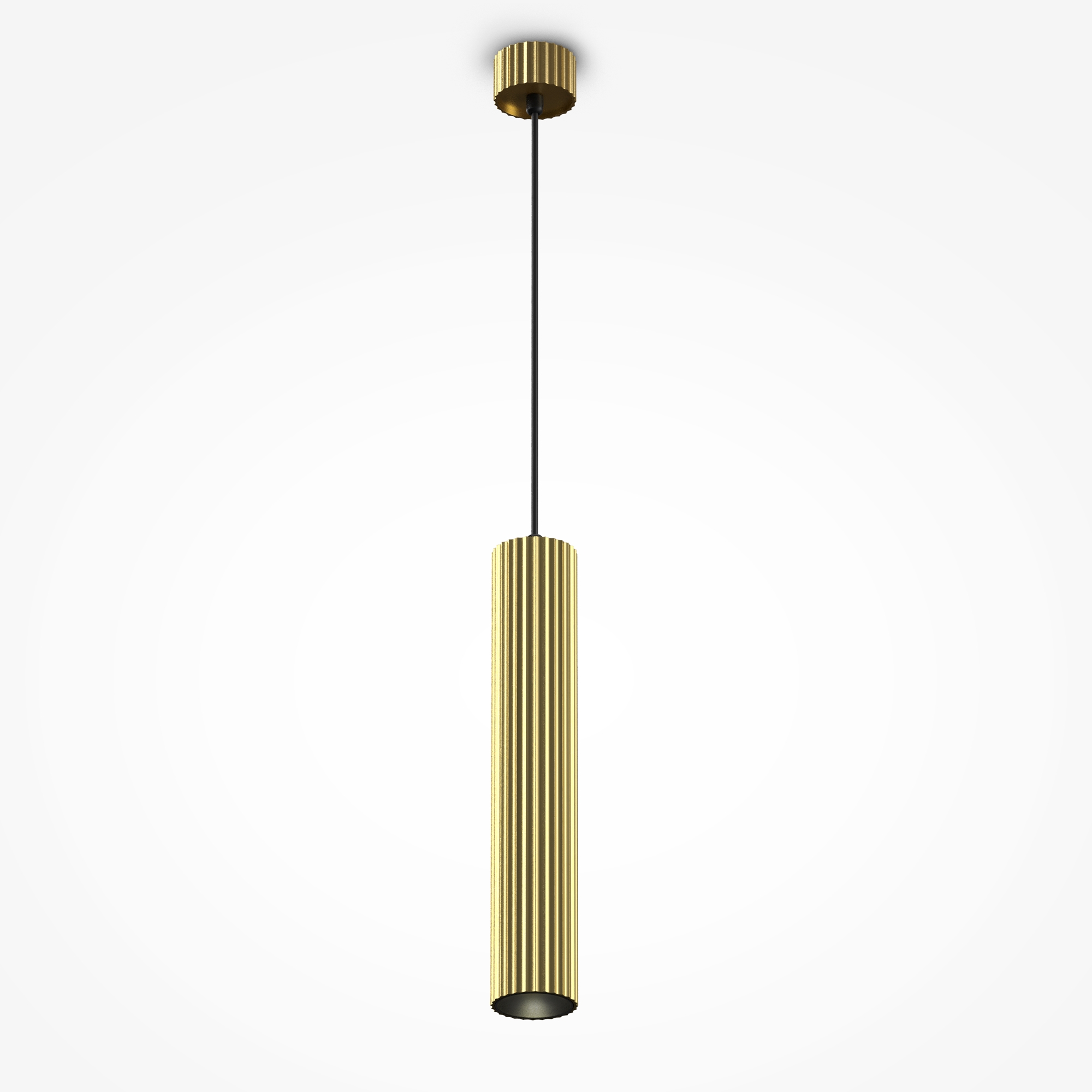 Calipso Brass Pendant Lamp, Ribbed Metal, GU10, 5.6cm Diameter — view 4
