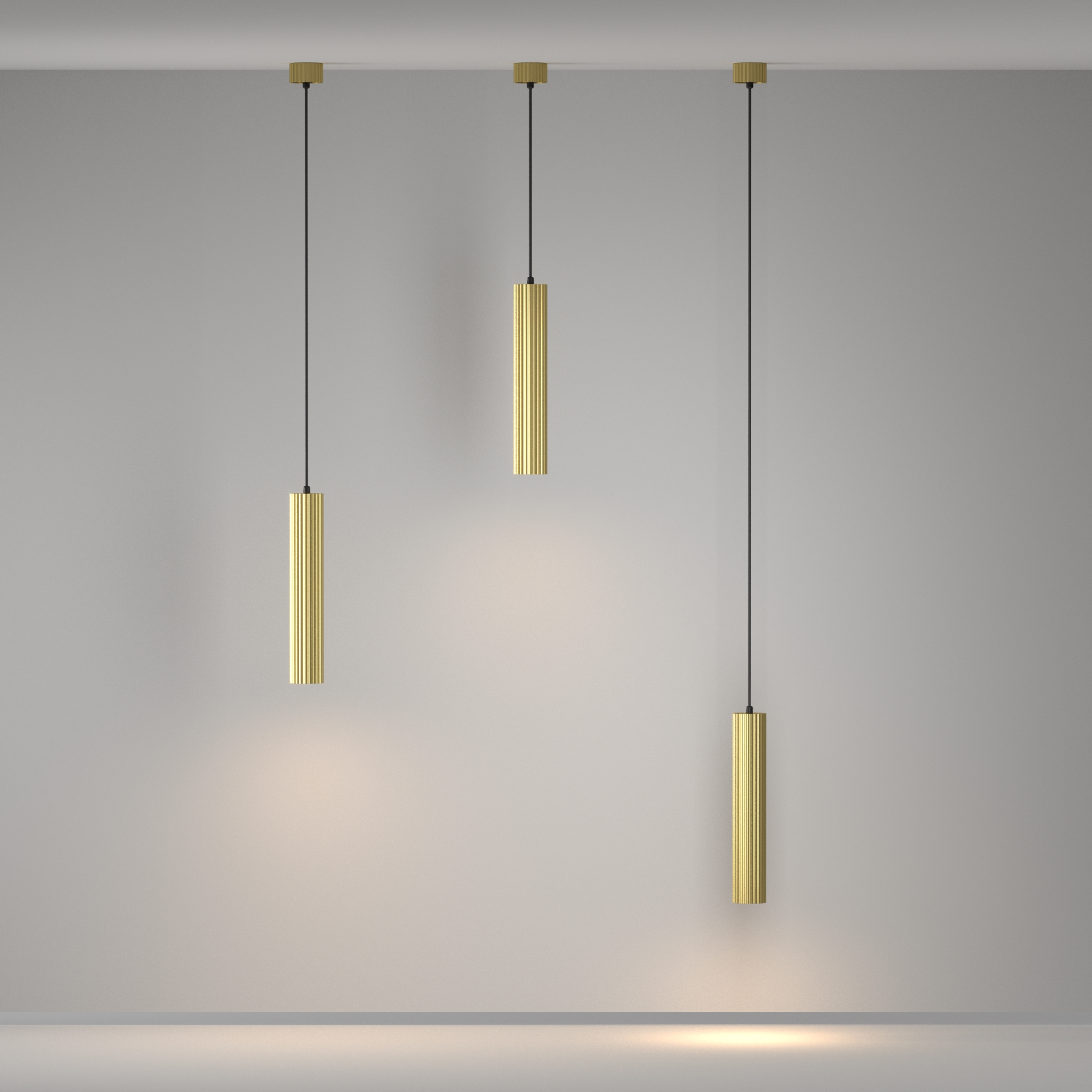 Calipso Brass Pendant Lamp, Ribbed Metal, GU10, 5.6cm Diameter — view 3
