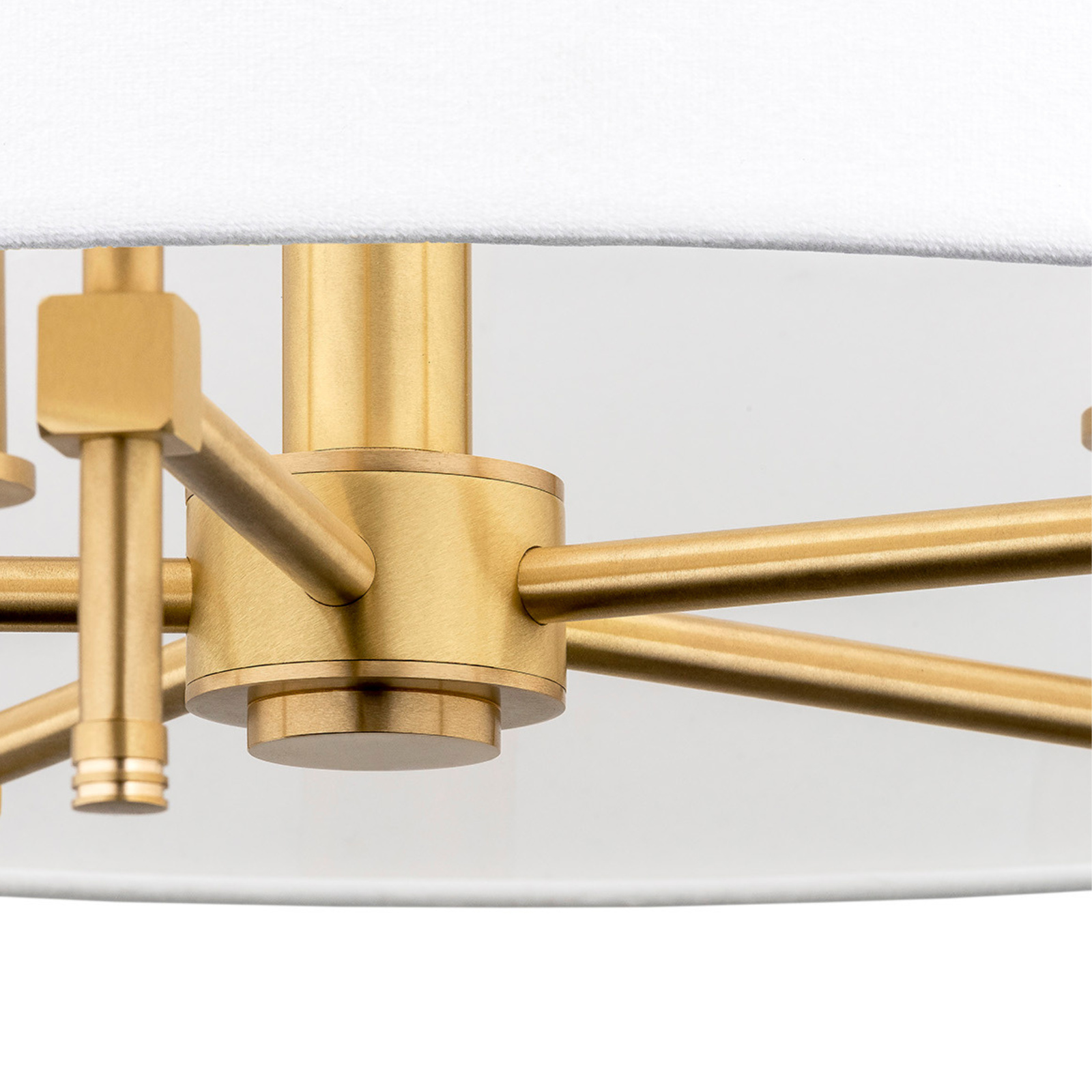 Abano White Drum Chandelier, 5 Lamps, Brushed Brass, 60cm Width — view 3