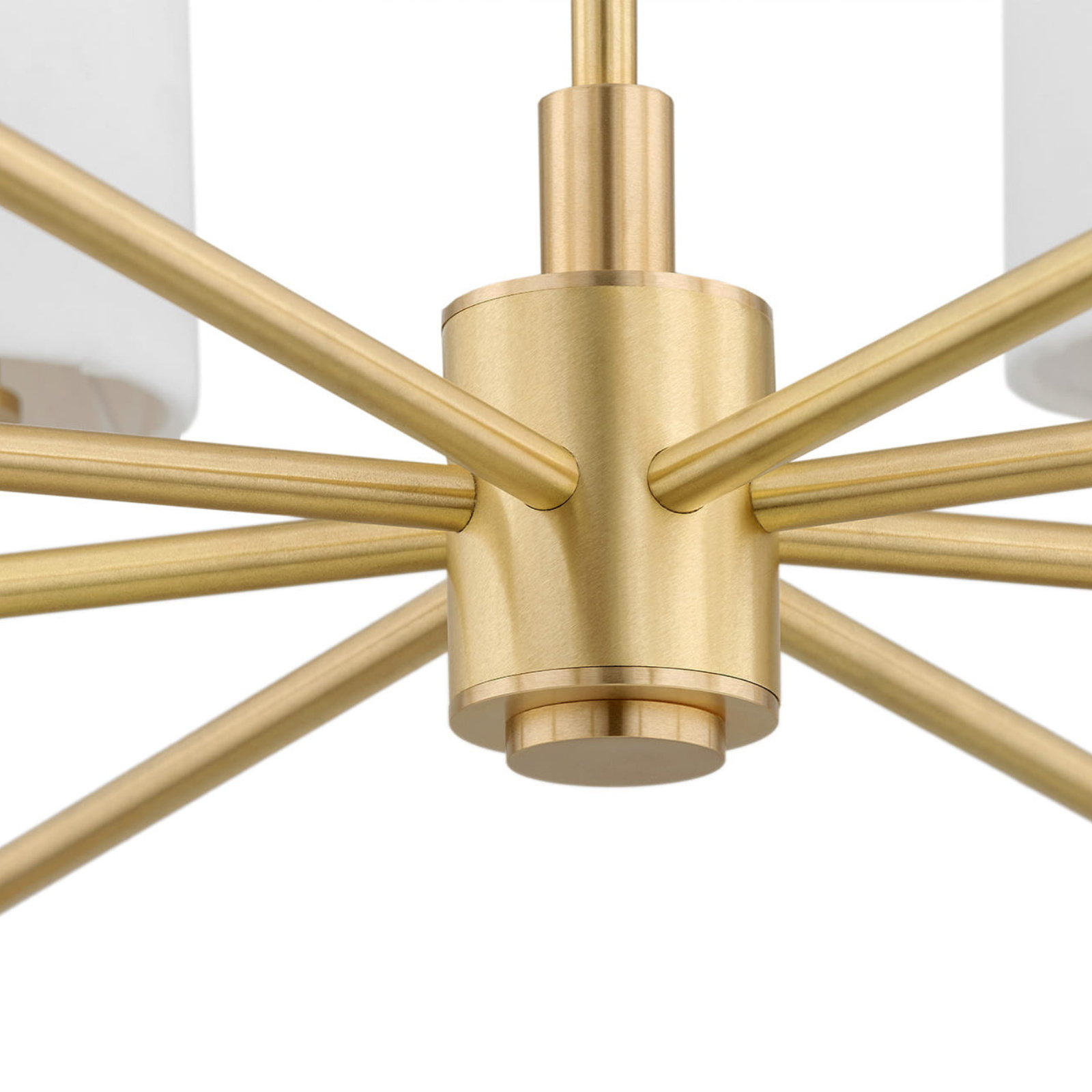Aruzzo 8 Light Chandelier, Brushed Brass, White Shades, 86cm — view 3
