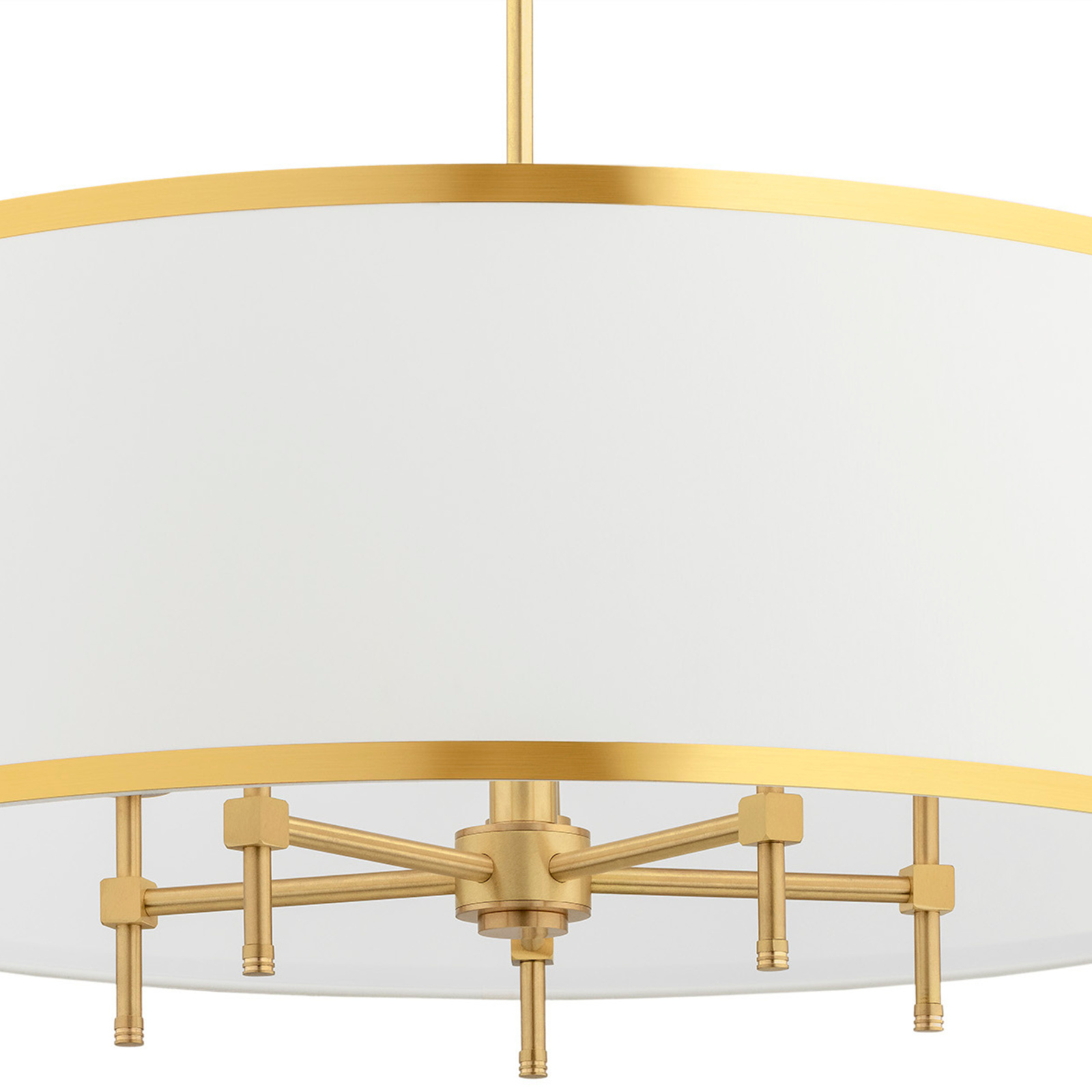 Abano Drum Chandelier, Cream & Gold Round Shade, Brushed Brass, 60cm Width — view 3