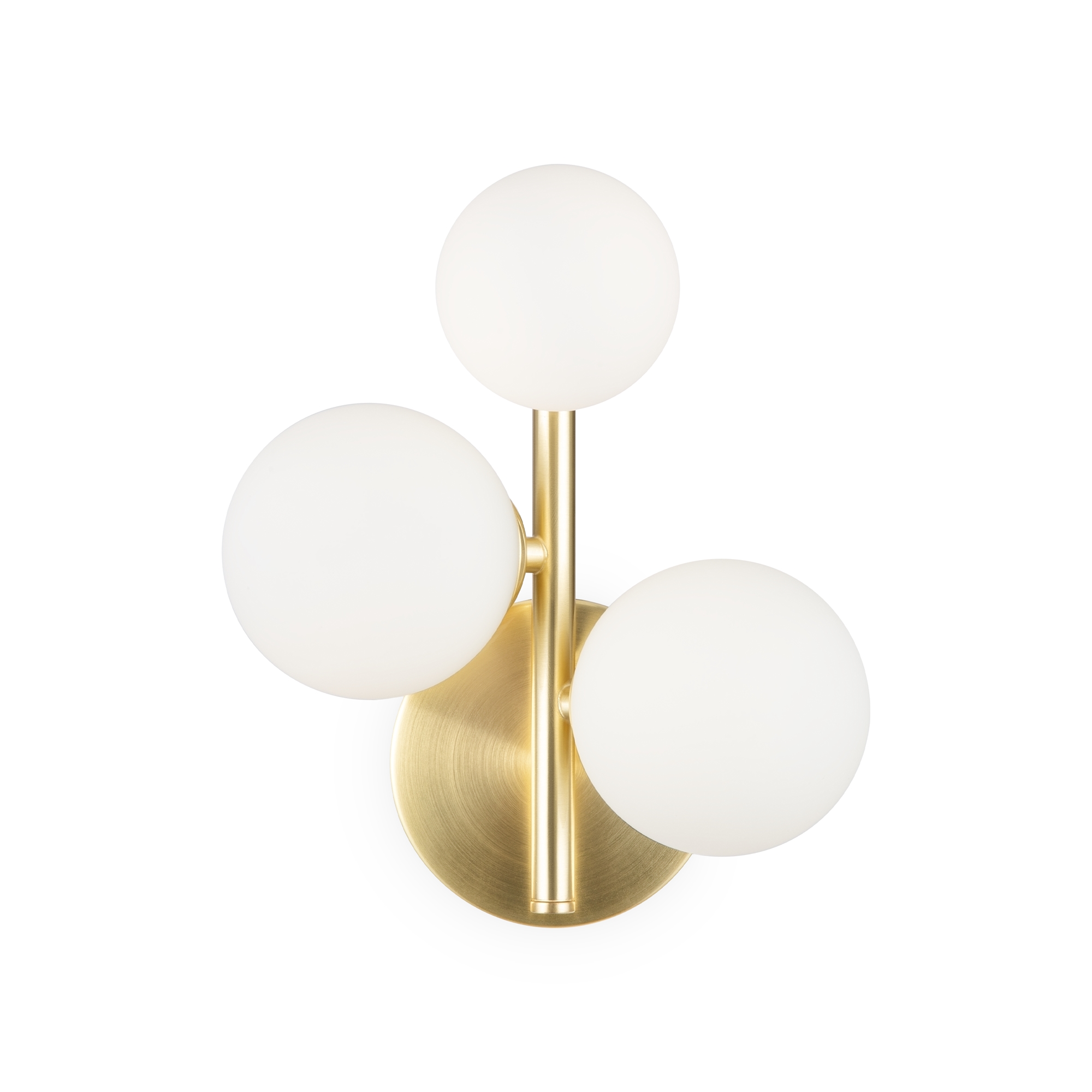 Dallas 3 Light Wall Light, White Glass, Gold Metal, 20cm Wide