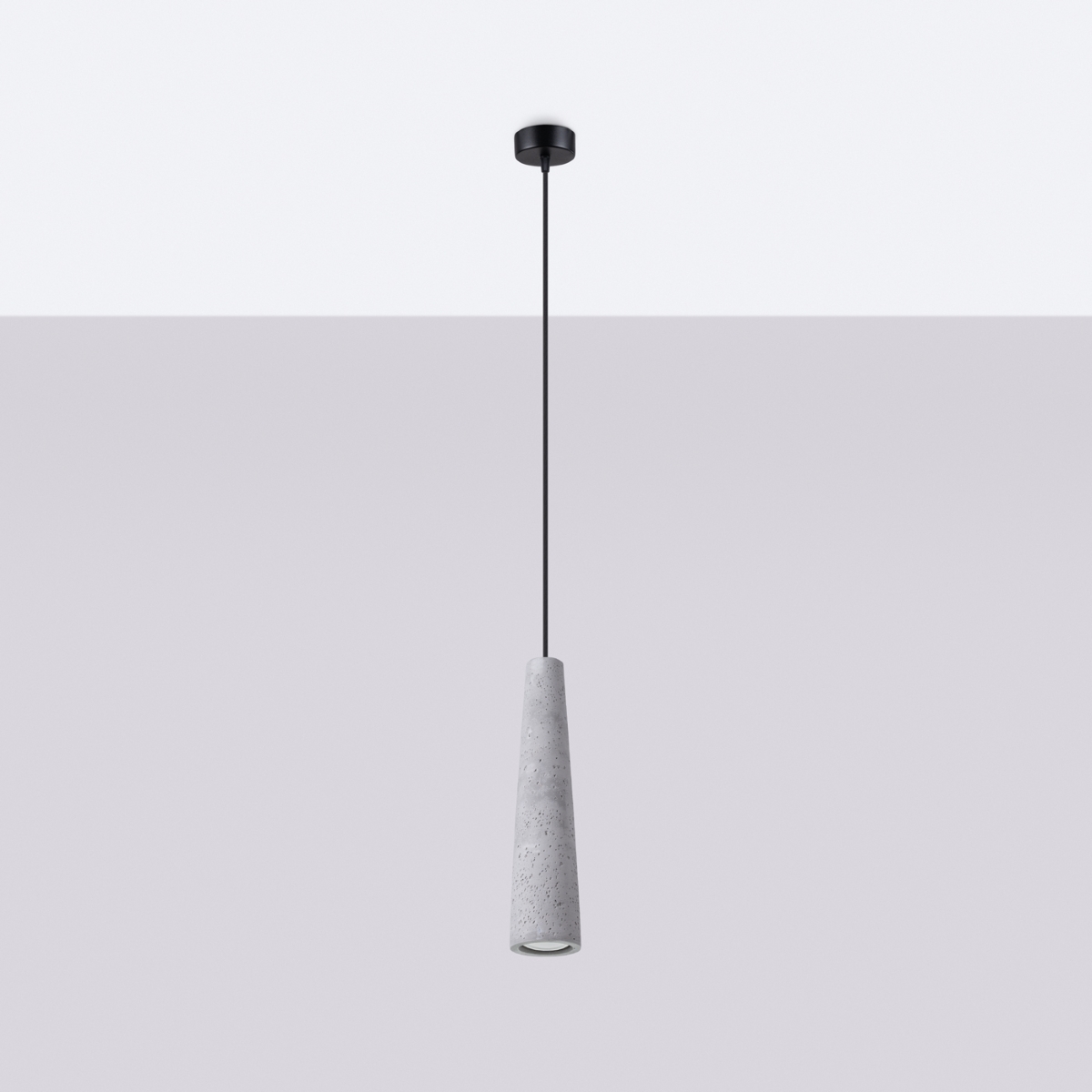 Elettra Grey Concrete Pendant Lamp, 1 Light, Cylinder, 8cm Diameter