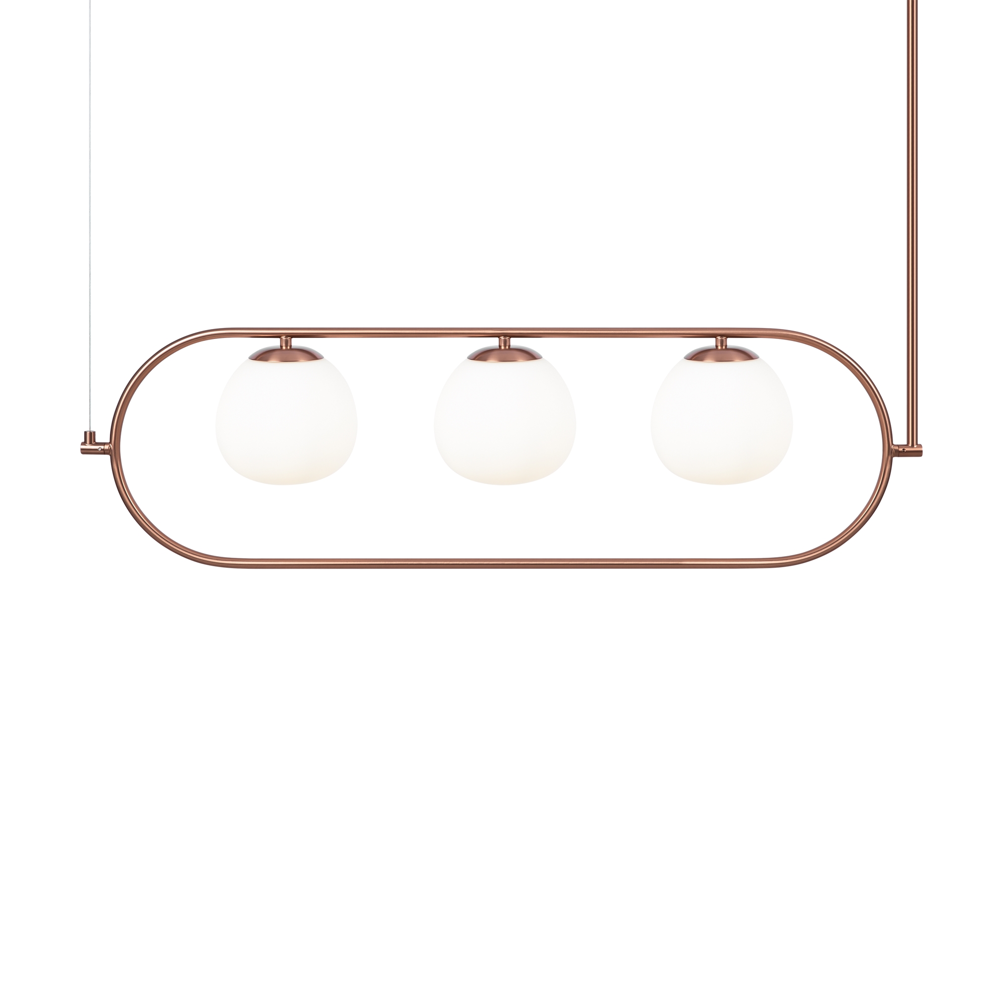 Erich Adjustable Frame Pendant Lamp, 3 Light, Brass Metal, Opal Glass, 89cm Length