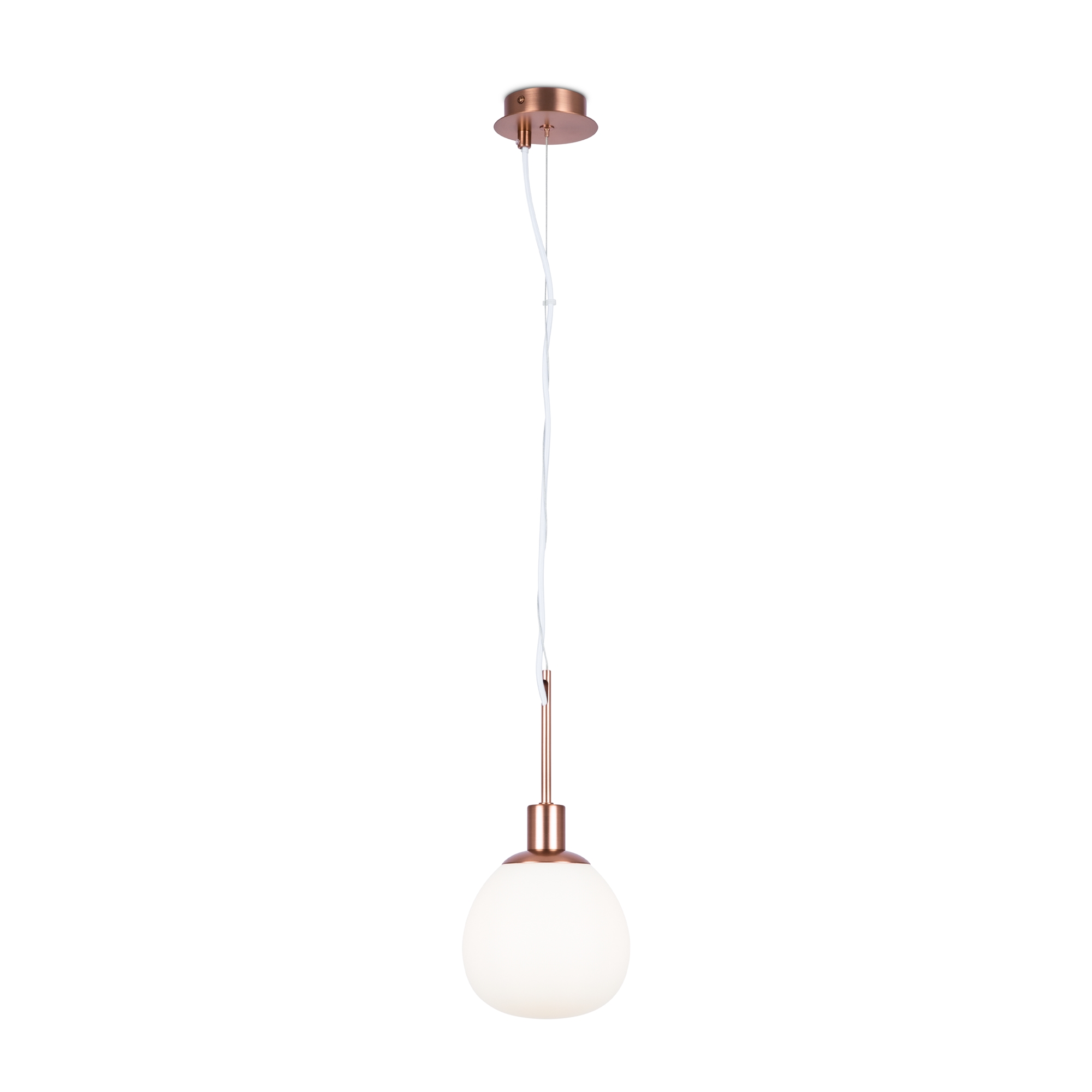 Erich Single Pendant Lamp, Brass Metal, Opal Glass, 15cm Wide