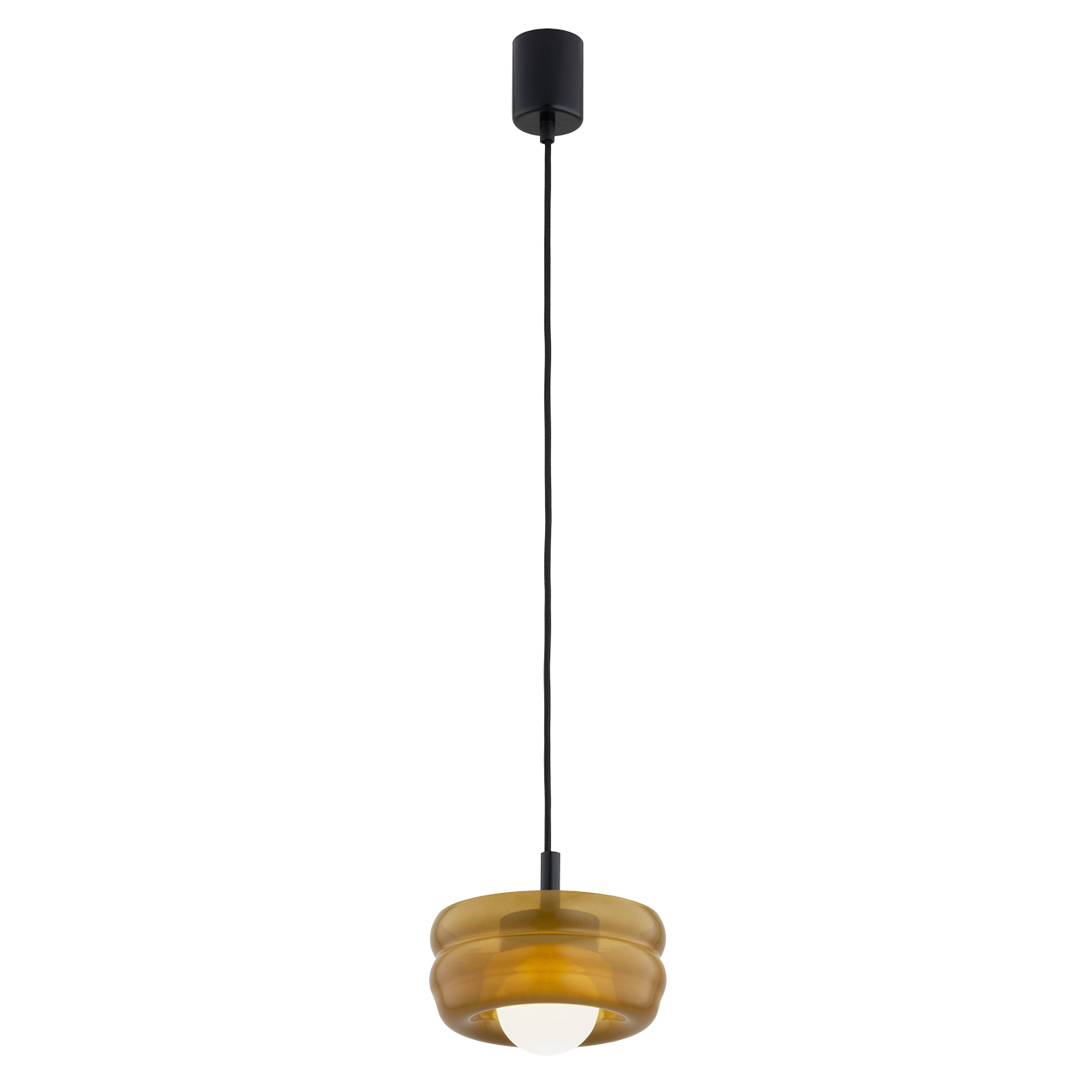 Evo Pendant Lamp Fixture, Amber & Opal Glass, 19cm Width, 1 Light