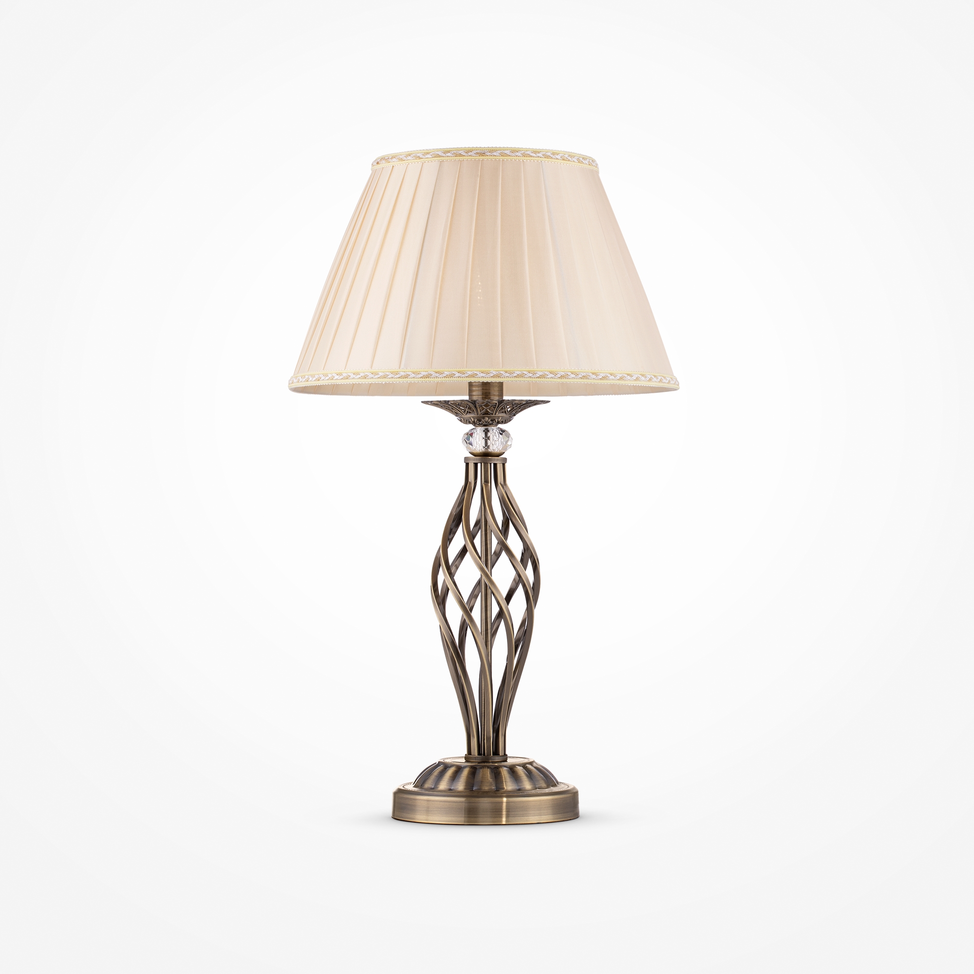 Grace Bronze Table lamp, Beige Lampshade, Crystal Detail, 55cm Height