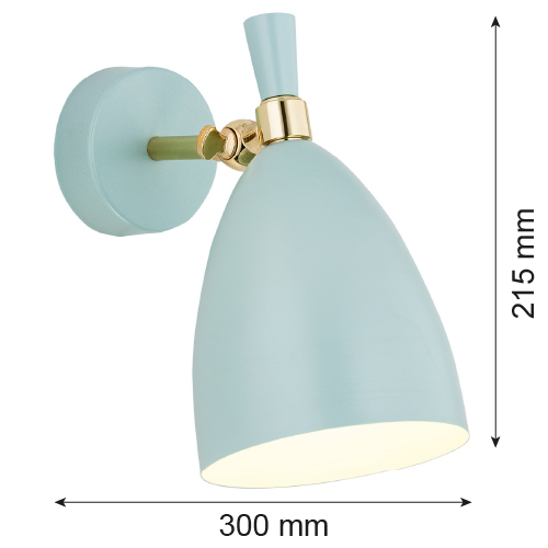 Harlot Wall Light, Matt Blue, Brass, 1 Lamp, Adjustable Shade — view 2
