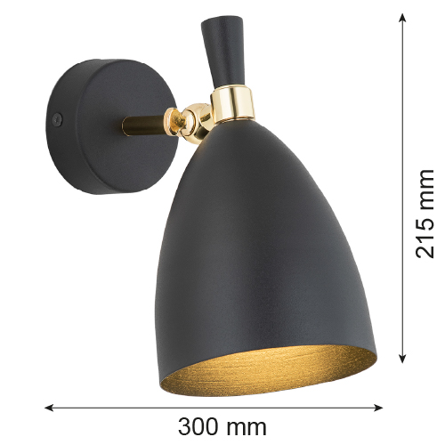 Harlot Wall Lamp, Black, Brass 1 Light, Adjustable — view 2