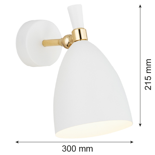 Harlot Wall Lamp, White, Brass, 1 Light, Adjustable — view 2