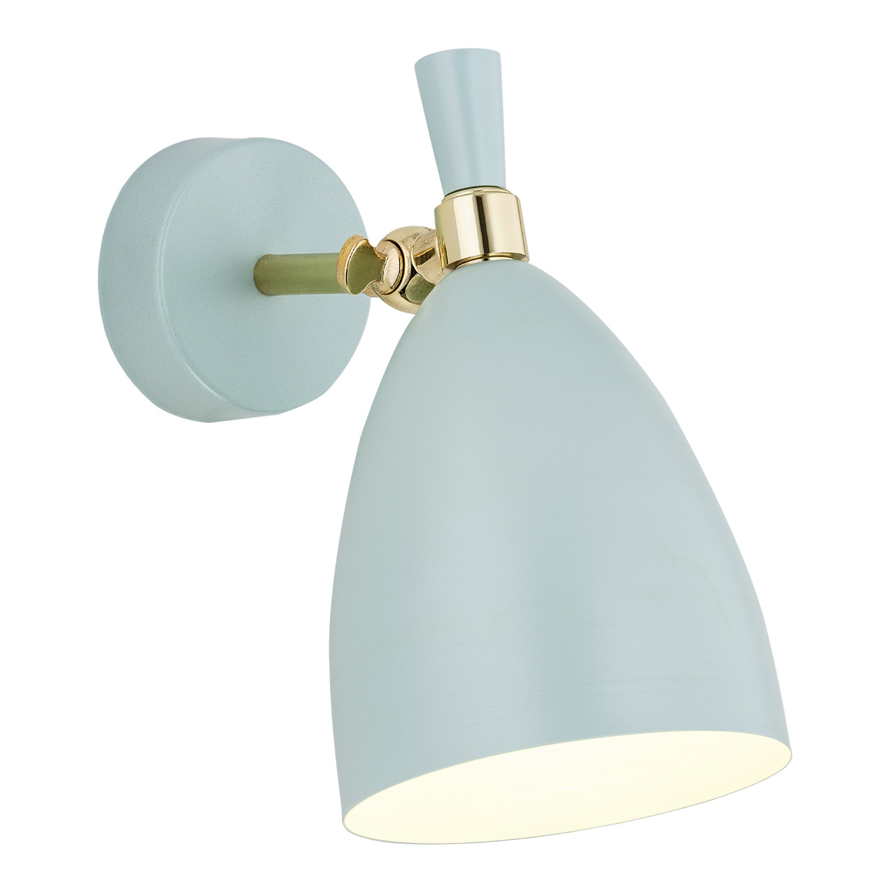 Harlot Wall Light, Matt Blue, Brass, 1 Lamp, Adjustable Shade