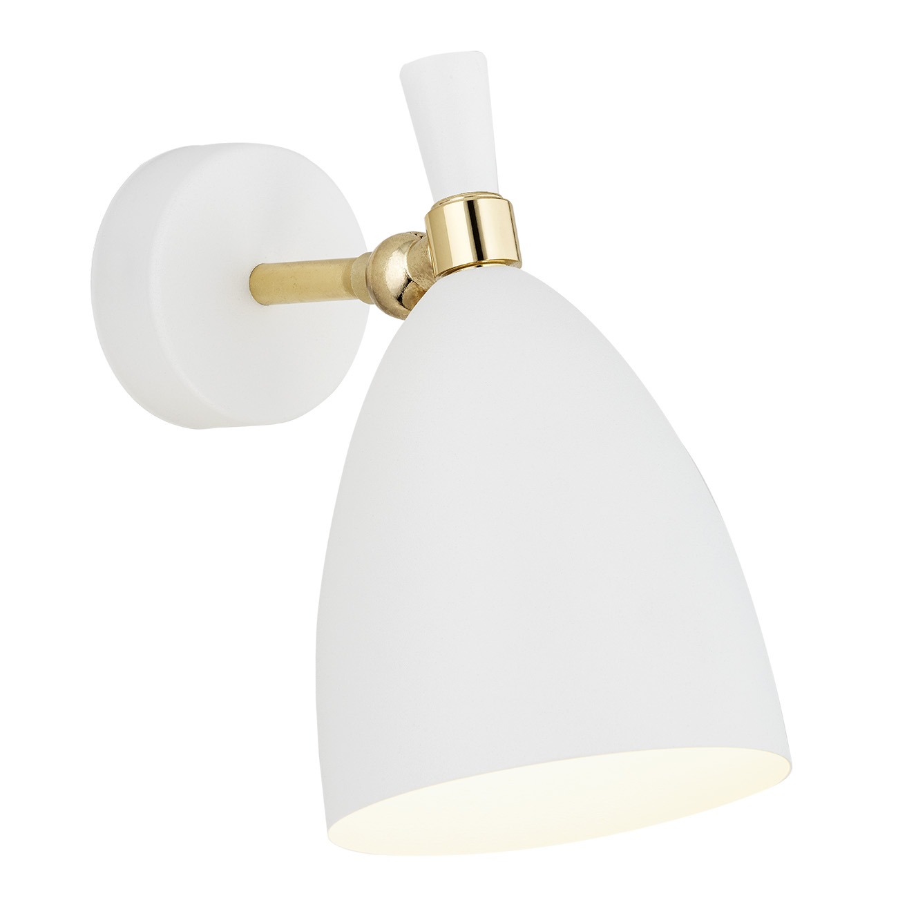 Harlot Wall Lamp, White, Brass, 1 Light, Adjustable