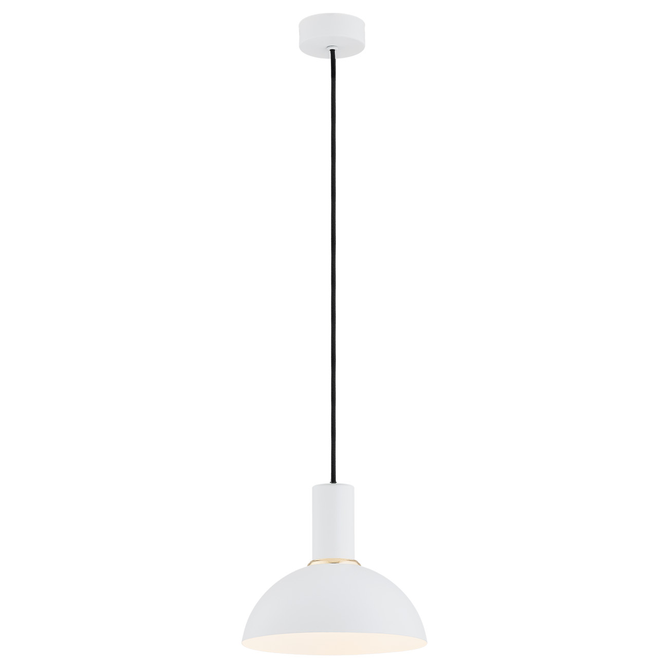 Ines Single Pendant Lamp, Dome, 1 Light, White , 22cm Width