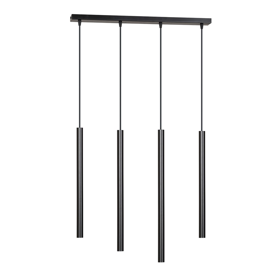 Kelthorn 4 Light Tube Pendant Lamp, Black, 60cm