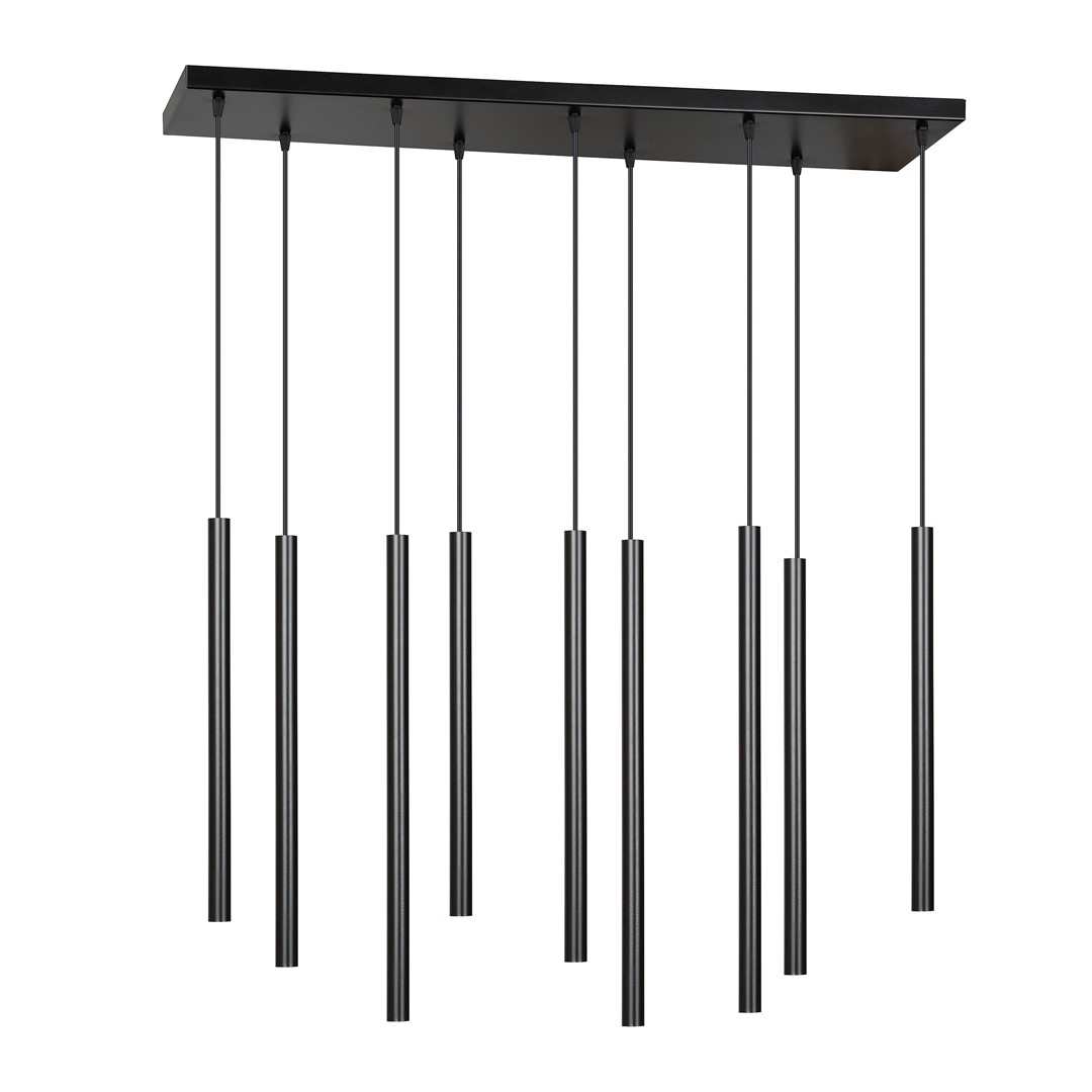 Kelthorn 9 Light Tube Pendant Lamp, Black, 92cm