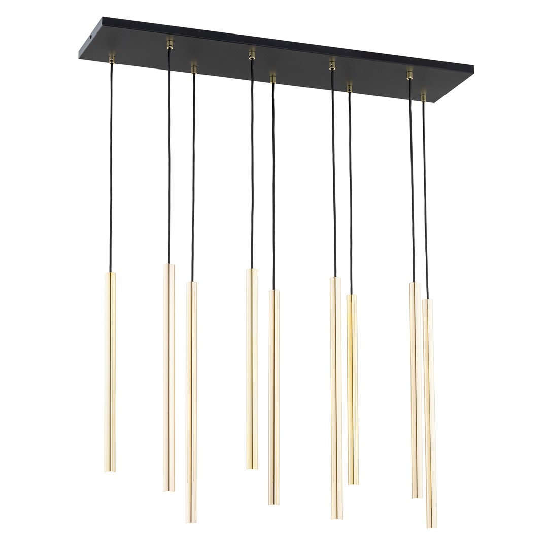 Kelthorn Gold 9 Light Tube Pendant Lamp, 90cm