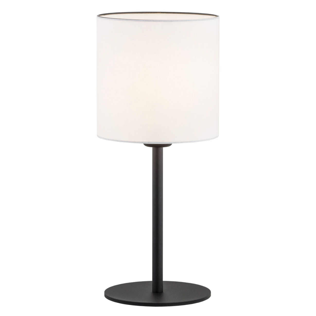 Laryi Table Lamp, Black Base, White Fabric Lampshade