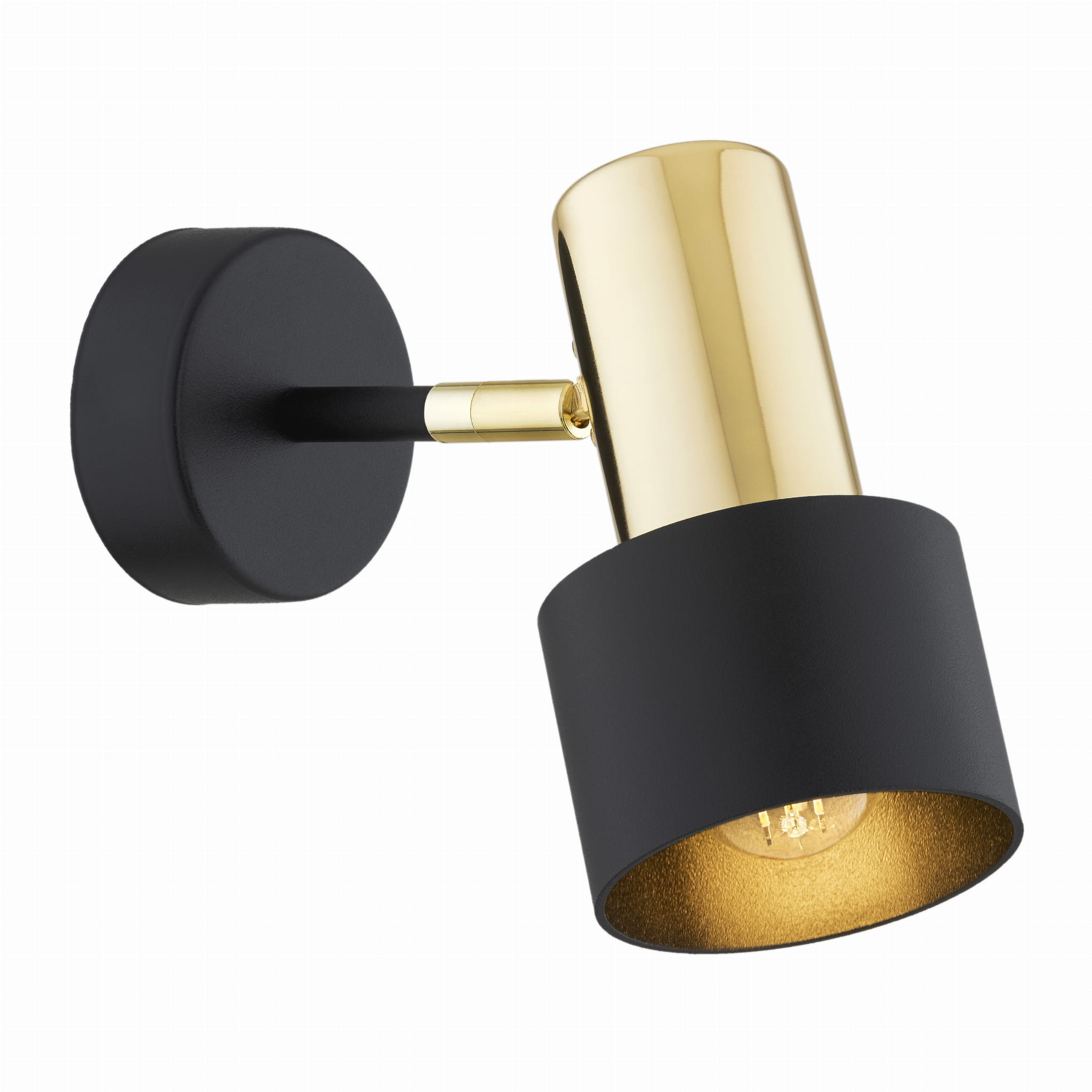 Oria Black Wall Spotlight, 1 Lamp, Brass Detail, Adjustable, Ceiling Mountable