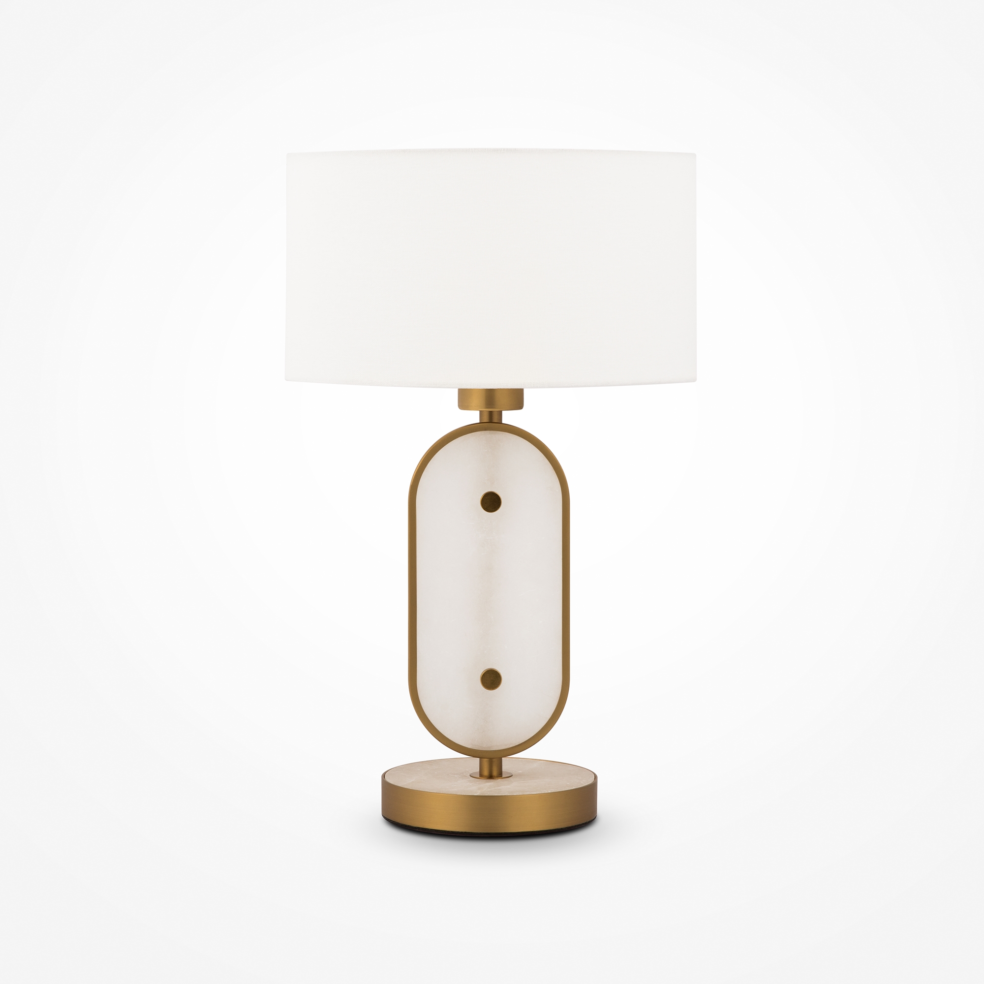 Marmo Alabaster Table Lamp, Brass Metal, White Fabric Shade, 44cm Height — view 2