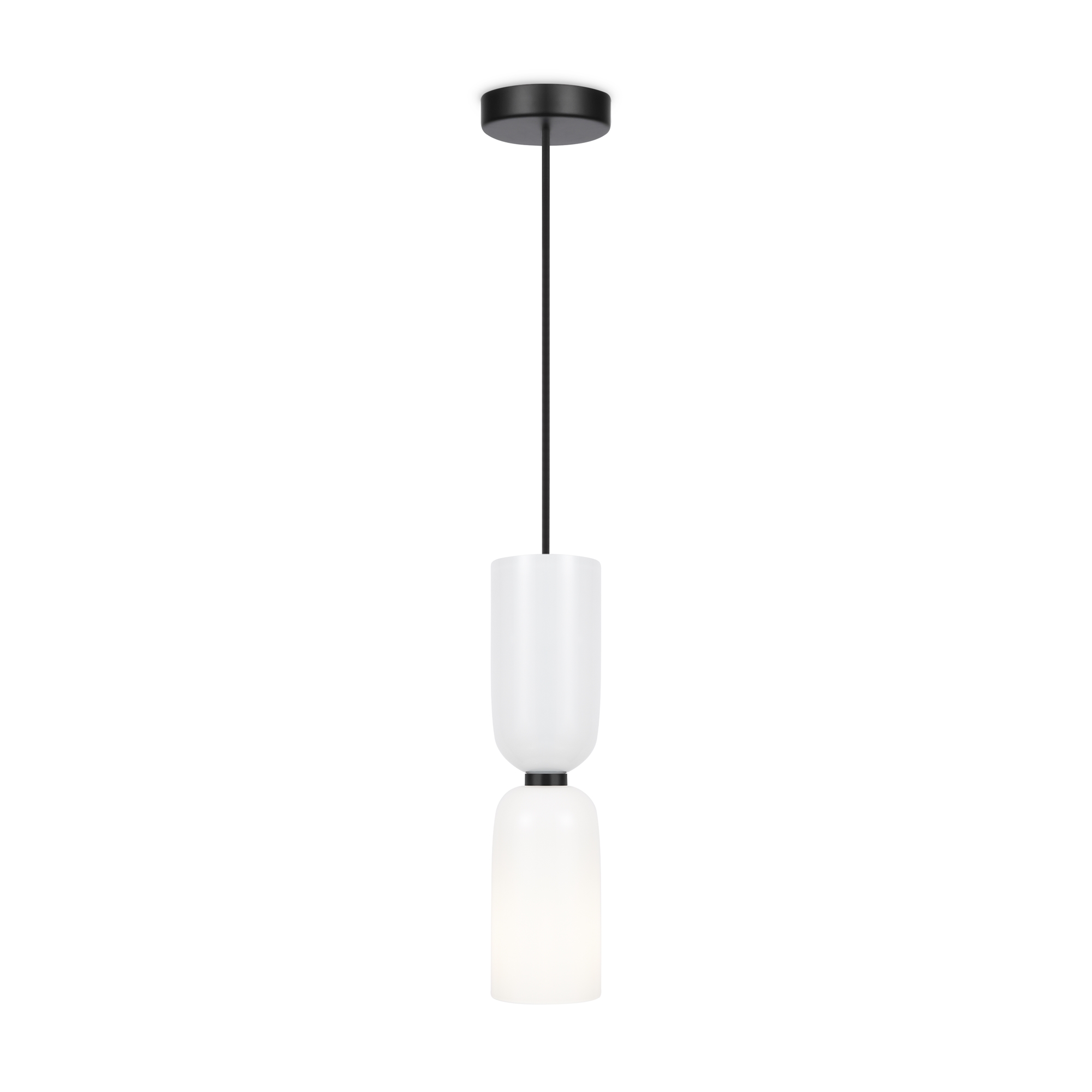 Memory Pendant Lamp, White & Black, Glass, Metal, 1 Light, 8cm Wide