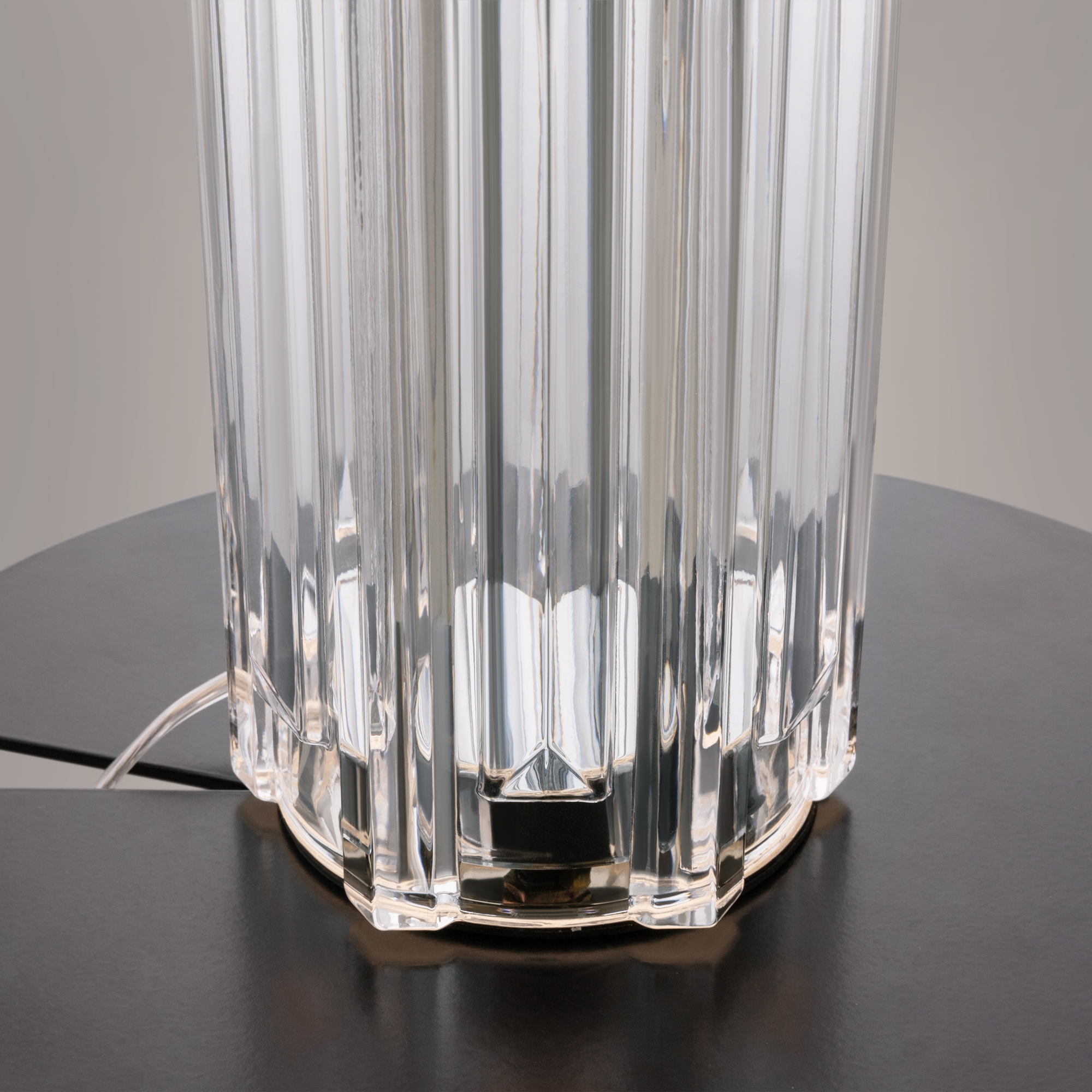 Muse Table lamp, Chrome Metal, Clear Clear, White Fabric Shade, 32cm Wide — view 2