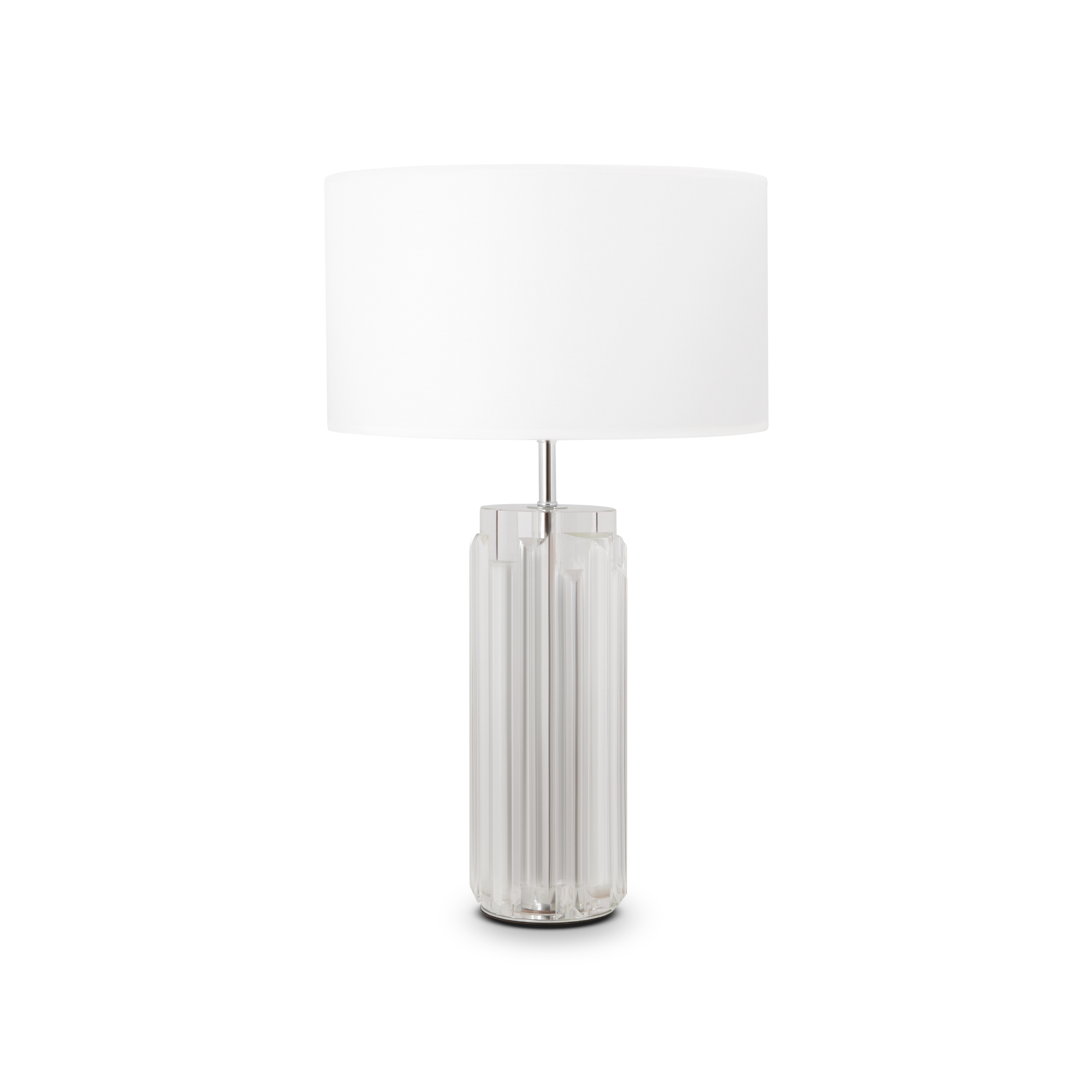 Muse Table lamp, Chrome Metal, Clear Clear, White Fabric Shade, 32cm Wide — view 4
