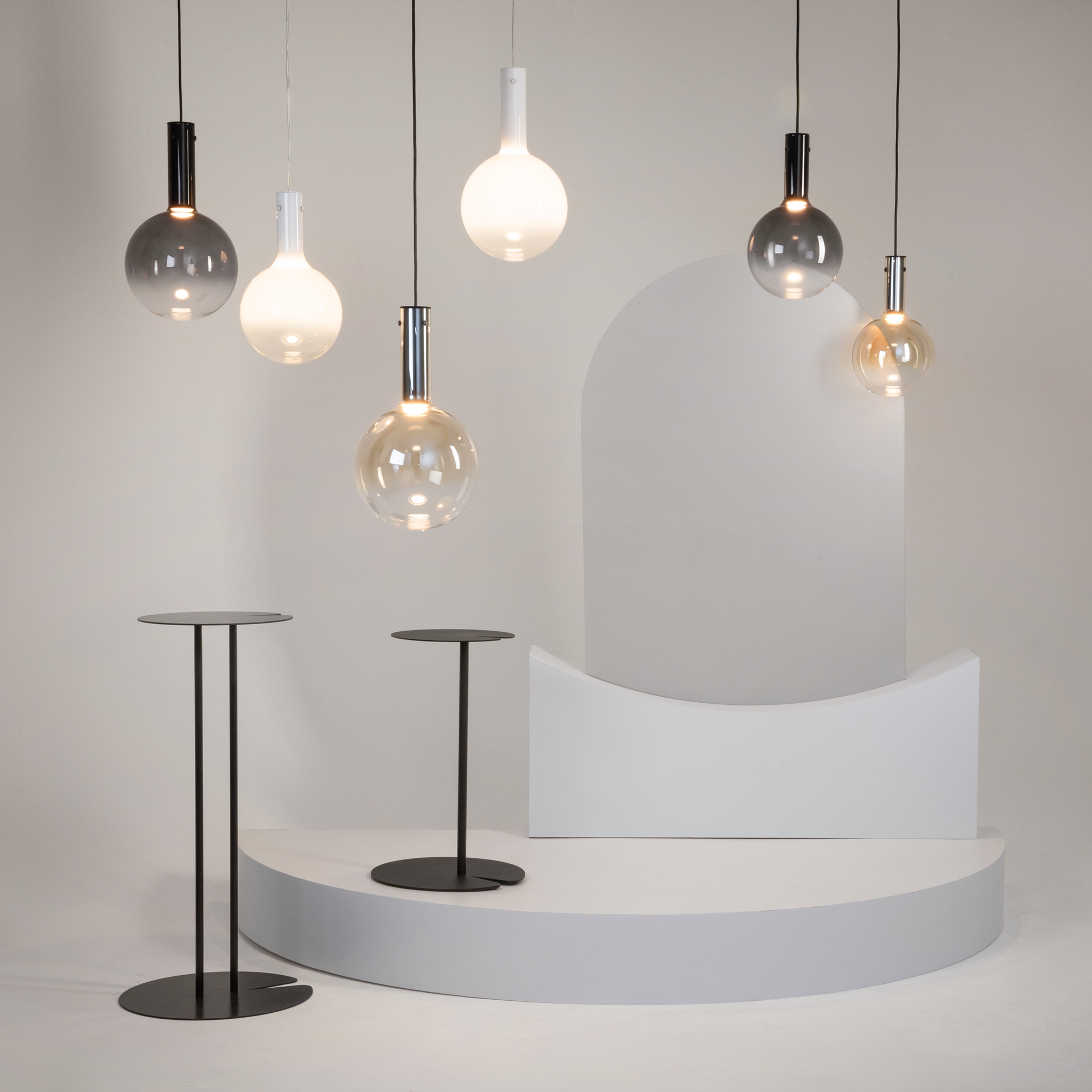 Nebula Small White Blown Glass Pendant Lamp, White Metal, 3000K LED, 20CM Diameter — view 4