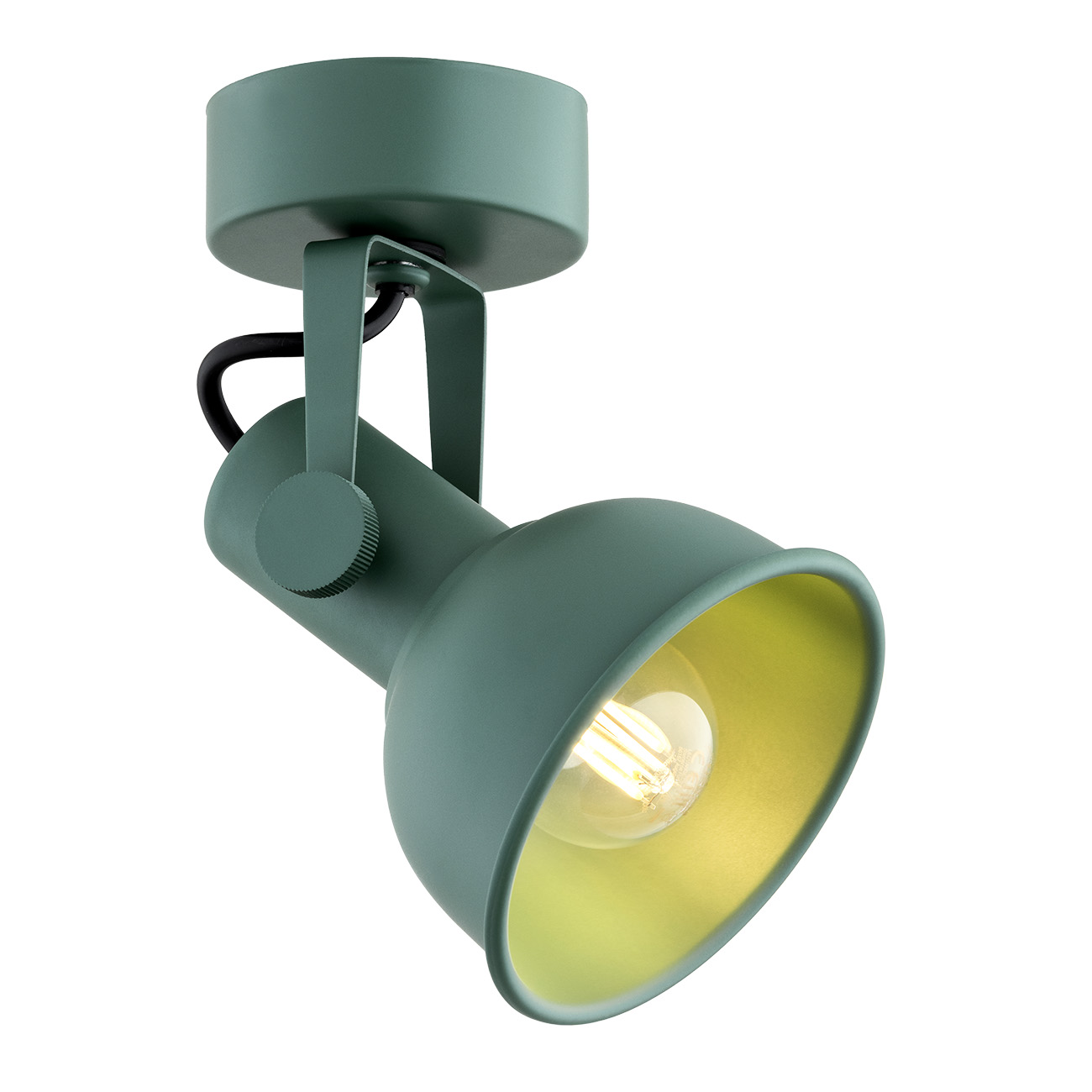 Nora Single Green Ceiling/Wall Spotlight, Adjustable Head, 11CM
