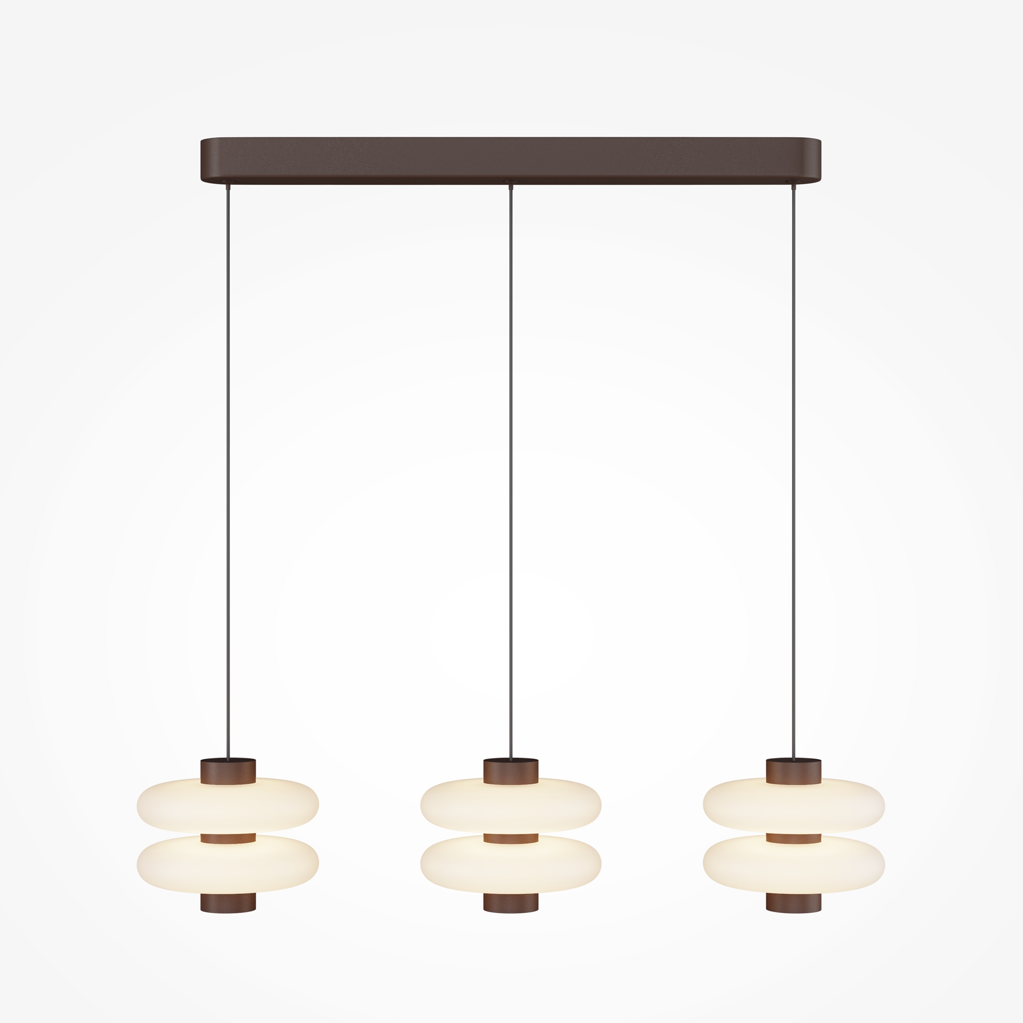 Nuvem Brown LED Linear Pendant Light, Opal Glass, 3000k, 23W, 66cm Length — view 3