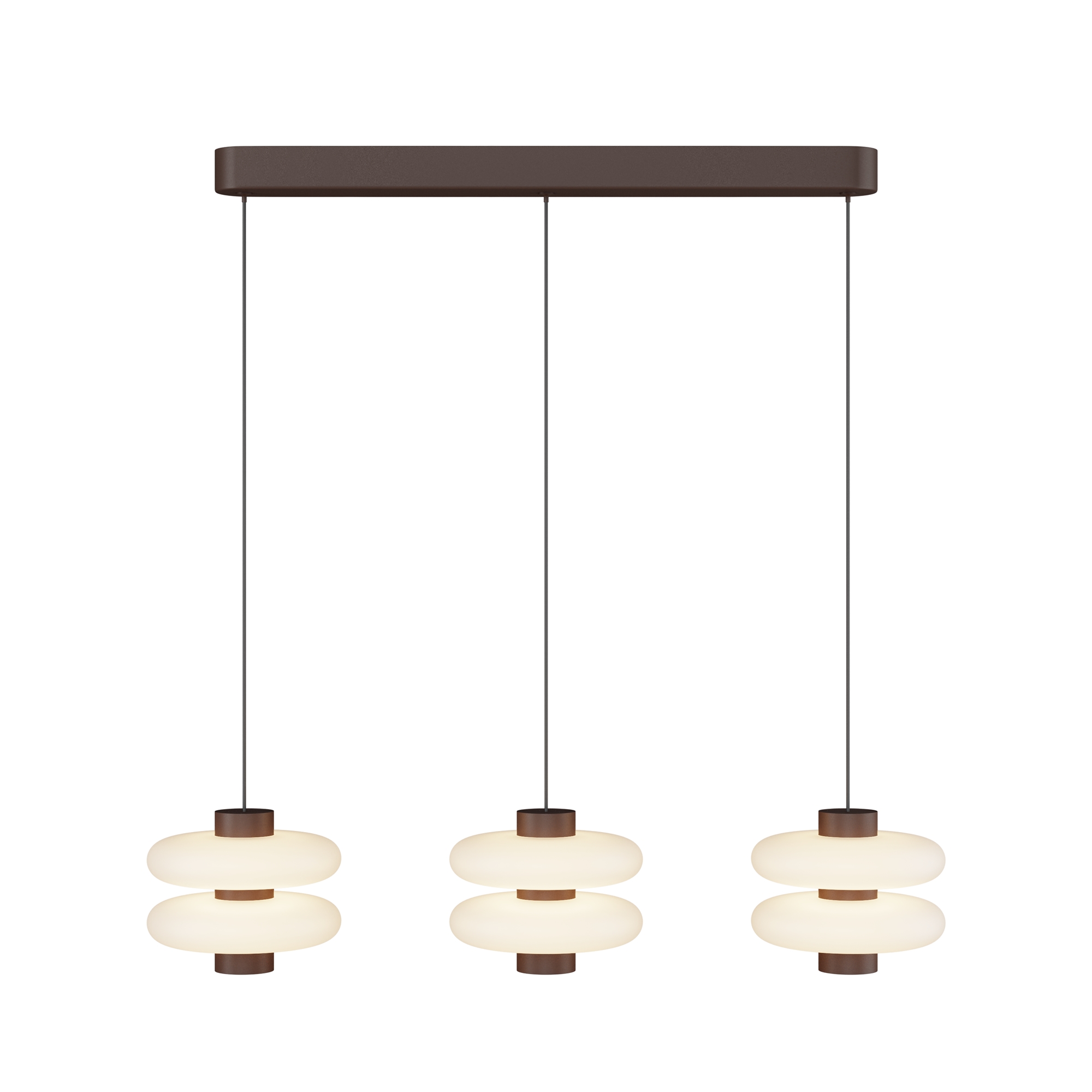 Nuvem Brown LED Linear Pendant Light, Opal Glass, 3000k, 23W, 66cm Length