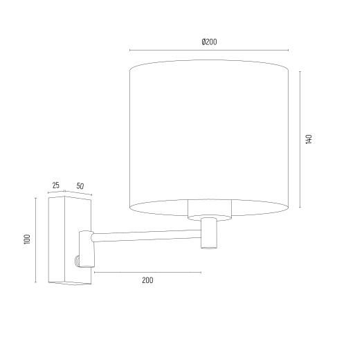 Olce Wall Light, Gold, White Shade, Moveable Arm — view 2