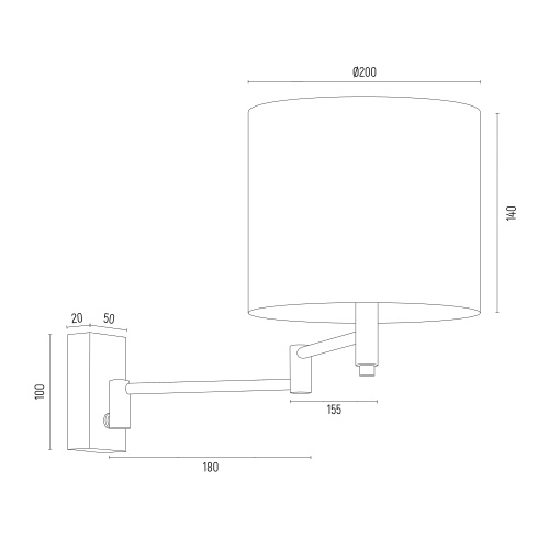 Olce Wall Lamp, Gold, White Lampshade, Extendable Arm — view 2