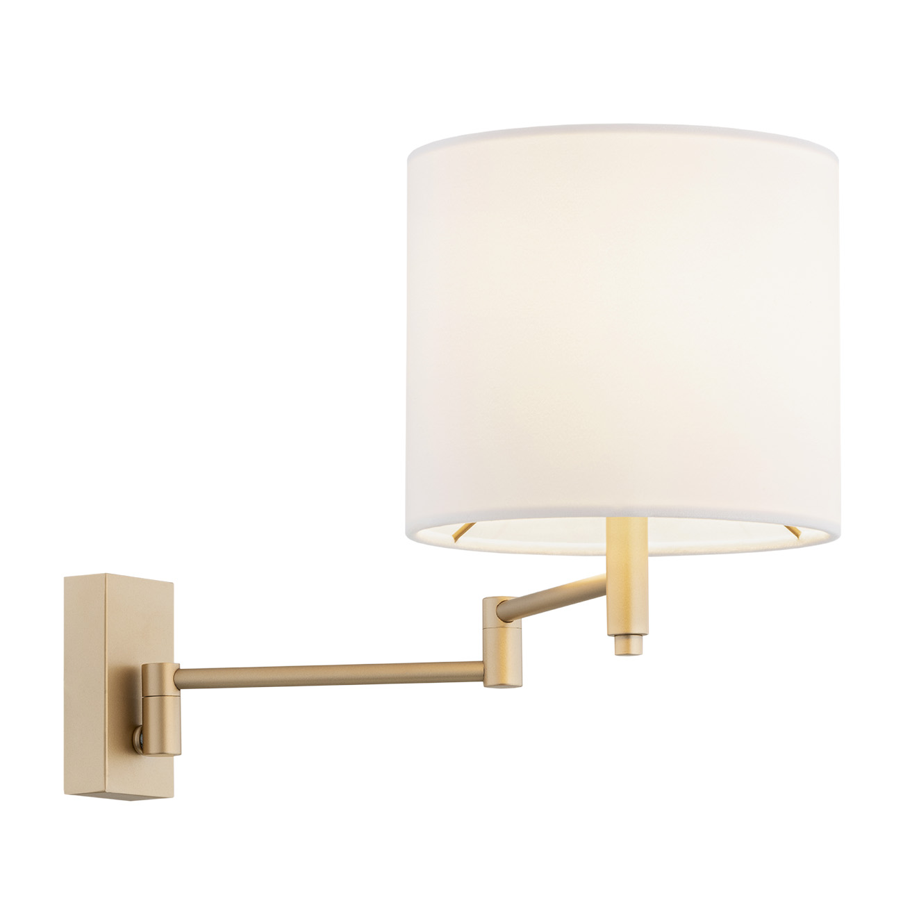 Olce Wall Lamp, Gold, White Lampshade, Extendable Arm
