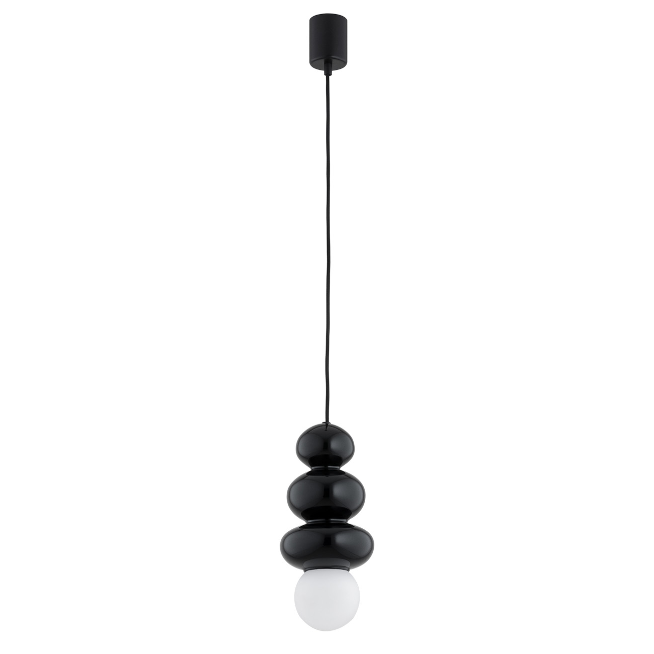Orla IP44 Pendant Lamp, Opal, Black, & Dark Green Glass, 1 Light, 14cm Width