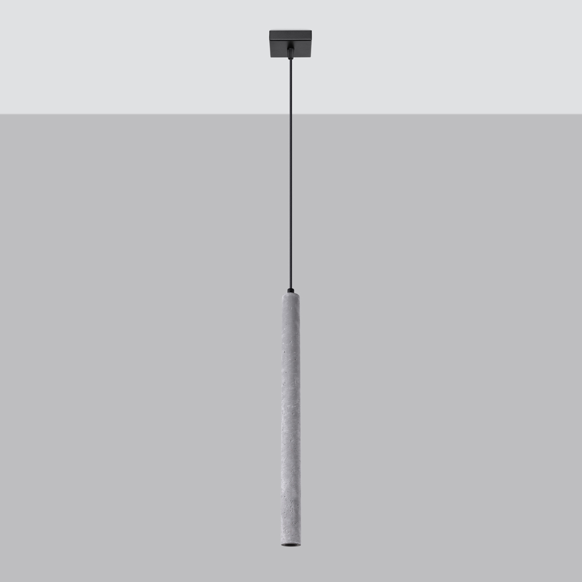 Vaslow Single Tube Pendant Light, Concrete, 8cm Wide