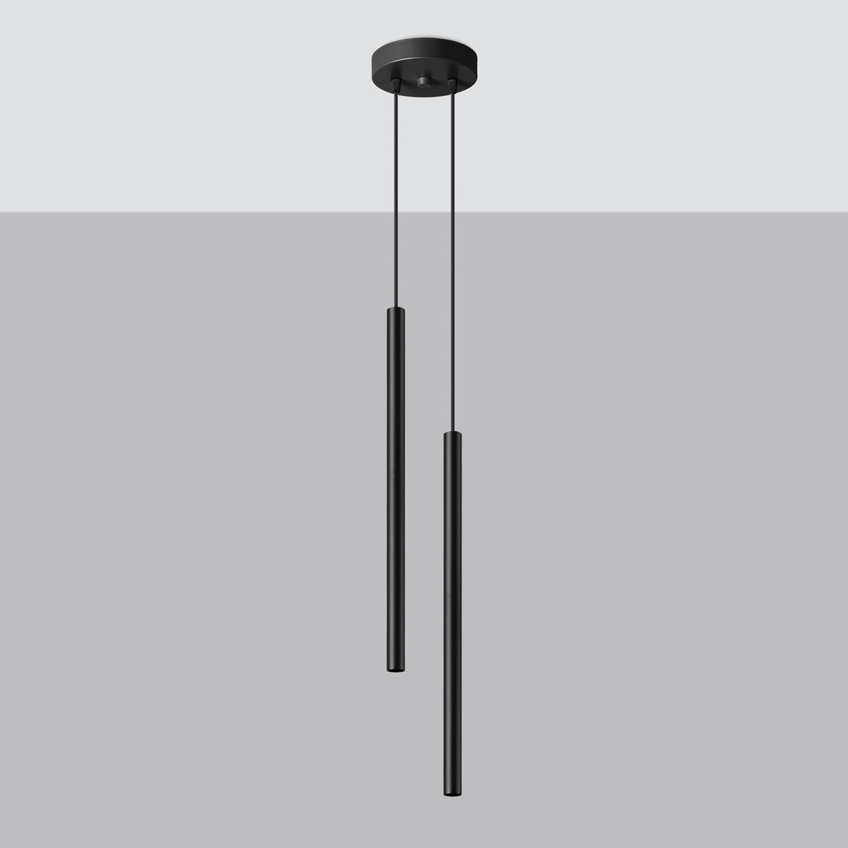 Vaslow 2 Lamp Tube Pendant Light, Black, 15cm Diameter