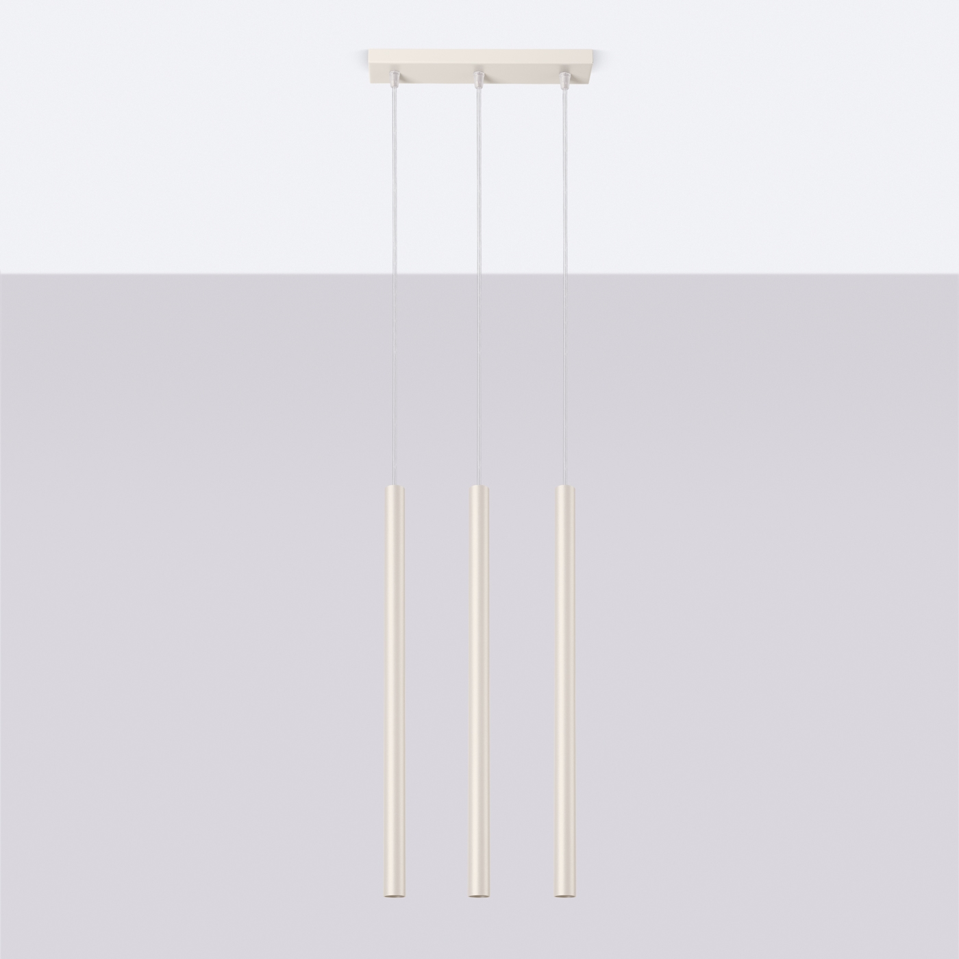 Vaslow 3 Light Bar Pendant Lamp, Beige, Metal, 30cm Length